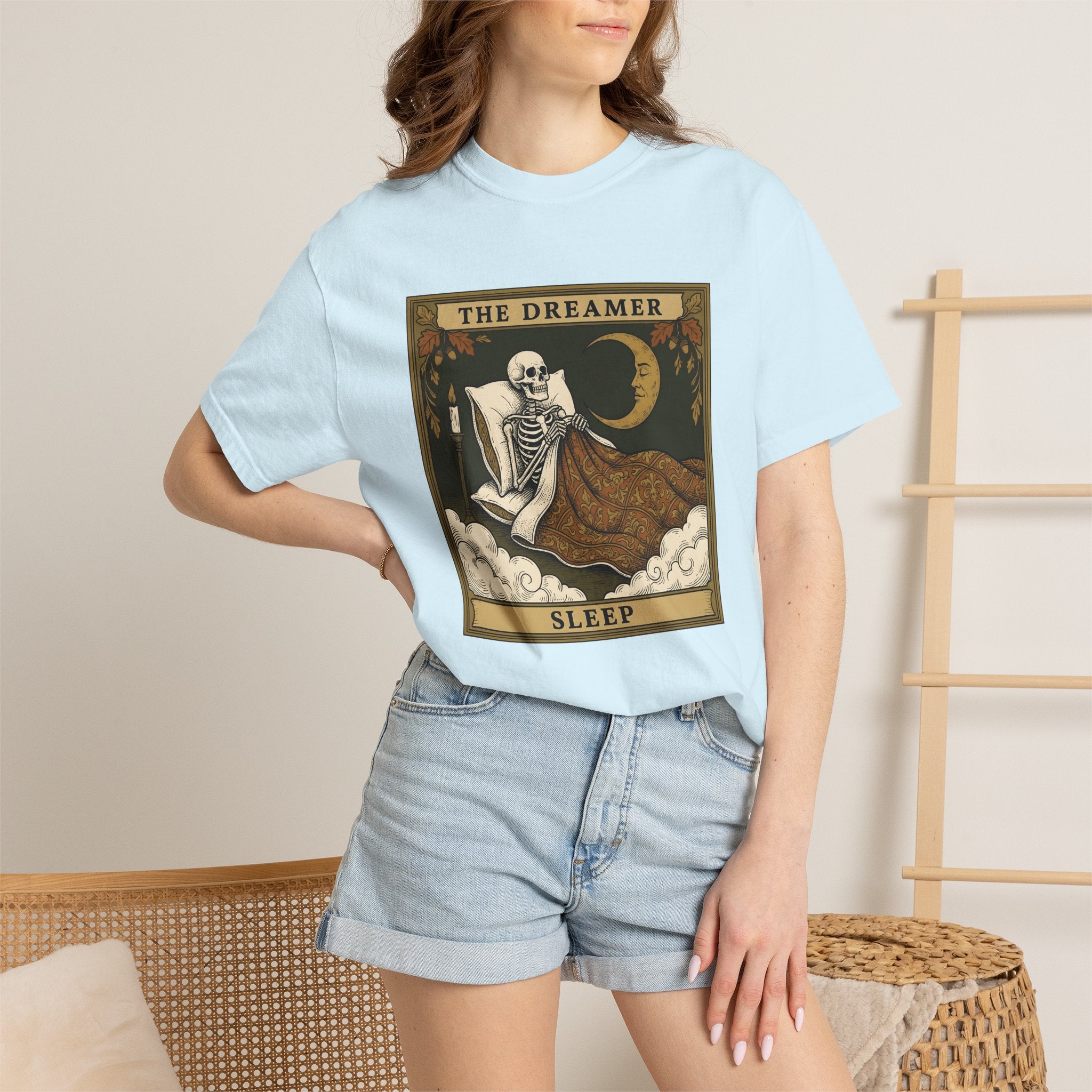 Skeleton Bed Shirt Boho Chic Gothic Gift Women Vintage Tee Bedframe T-Shirt Bohemian Fan Retro Tshirt Dark Graphic Boho Crescent Moon Tshirt
