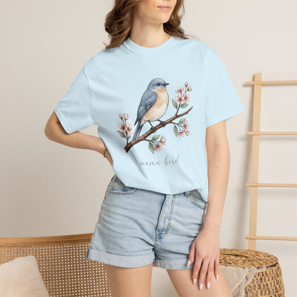 Bluebird Bloom Shirt Boho Chic Wildlife Gift Women Line Art Tee Bluebird T-Shirt Bohemian Fan Illustration Graphic Tshirt Ink Blossom Branch