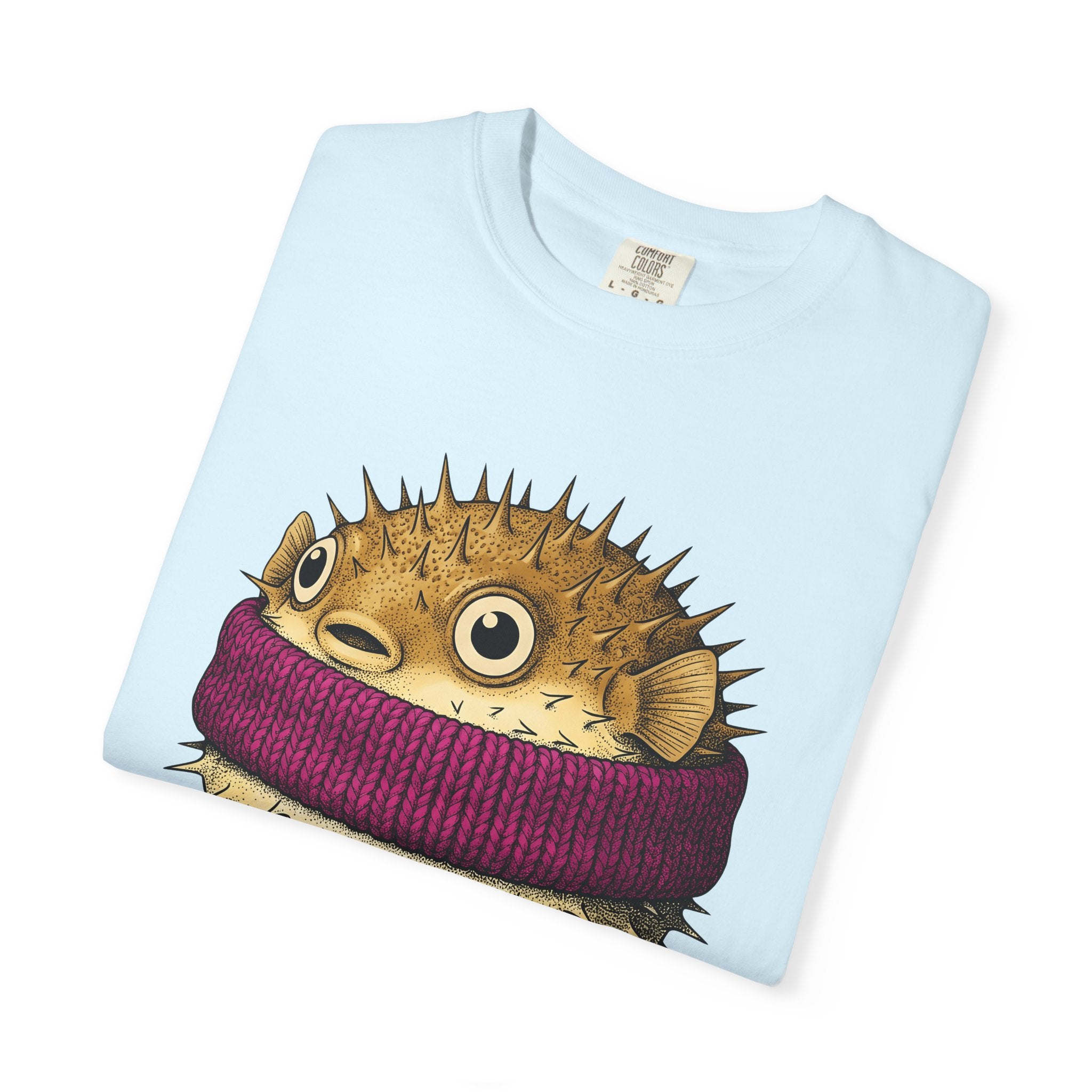 Blowfish Pullover Shirt Animals Marine Gift Women Line Art Tee Pufferfish T-Shirt Wildlife Fan Animal Graphic Illustration Oceanic Design