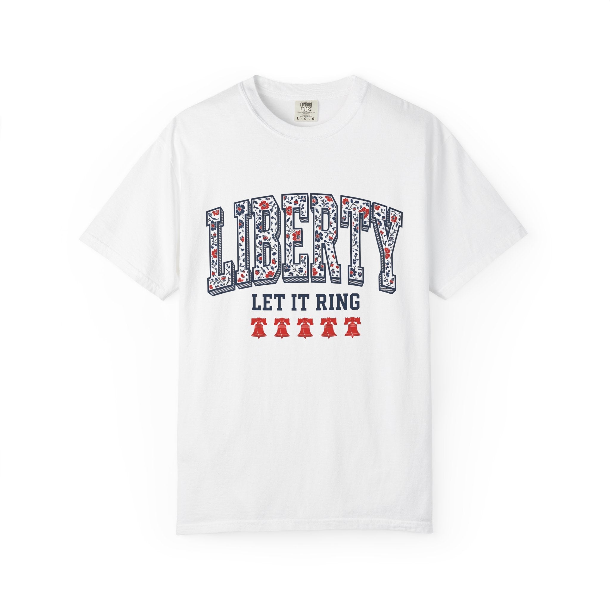 Floral Liberty Bell Shirt America Holiday Gift Women Patriotic Tee Liberty Bell T-Shirt American Fan Patriotic Tshirt Holiday Graphic
