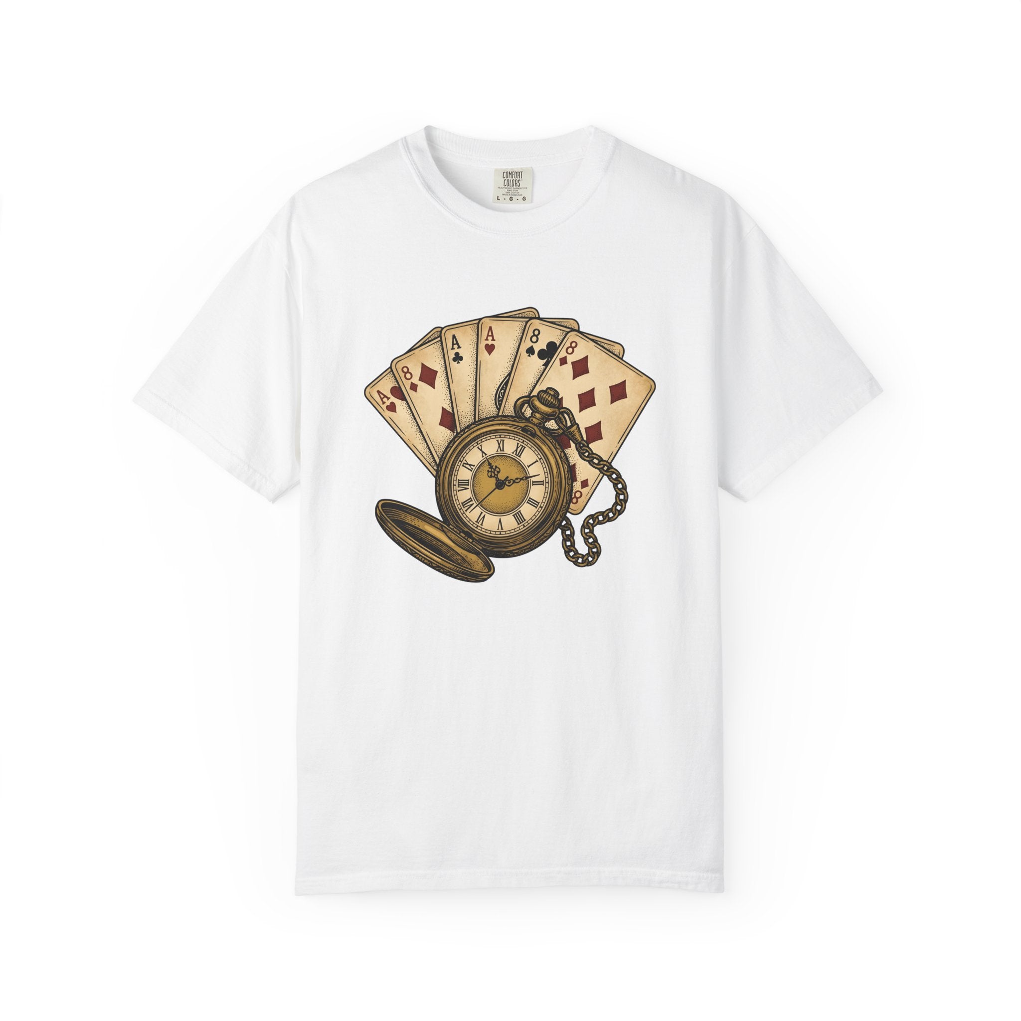 Pocket Watch Card Deck Shirt Poker Betting Gift Women Old Fashioned Tee Playing Card T-Shirt Gambler Fan Vintage Tshirt Wagering Graphic