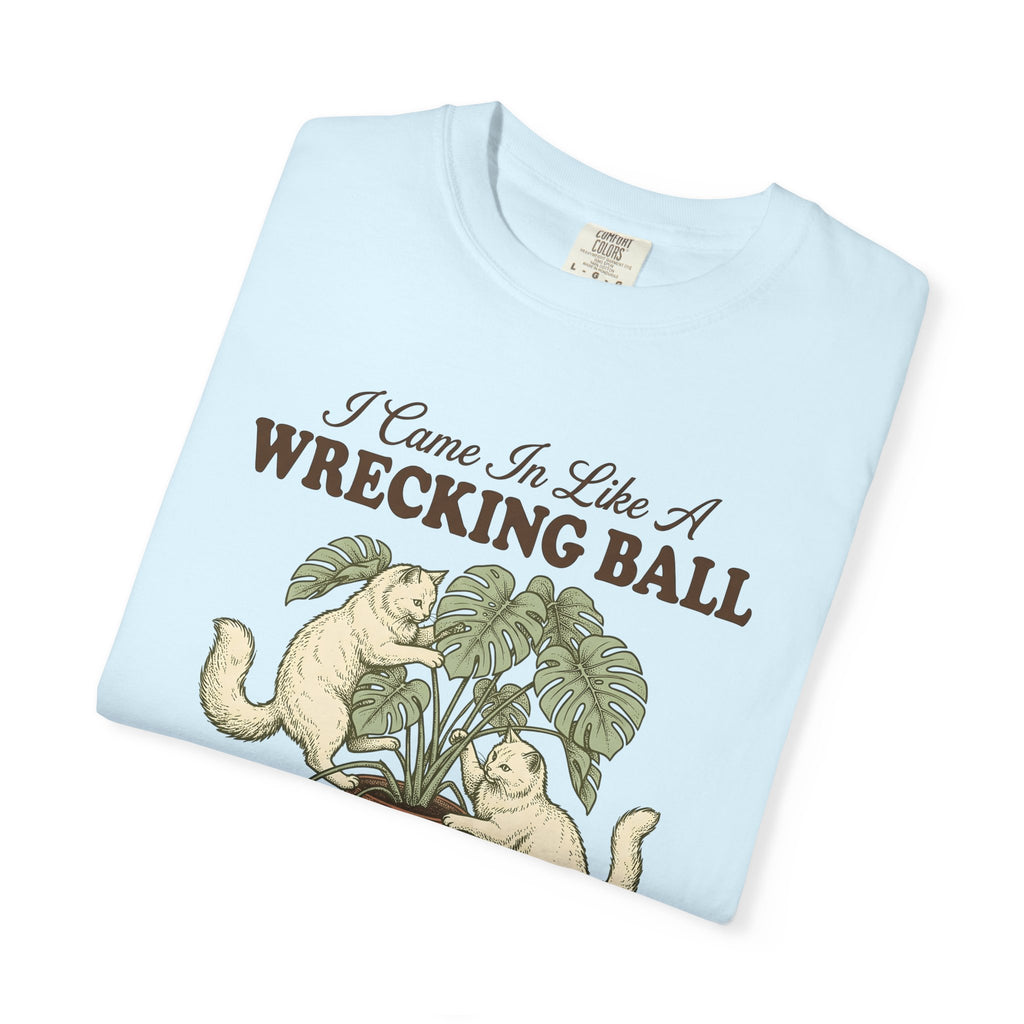 Kitten Foliage Shirt Cat Joke Gift Women Retro Tee Kitten T-Shirt Cat Fan Vintage Tshirt Pun Graphic Sketch Swiss Cheese Plant Tshirt