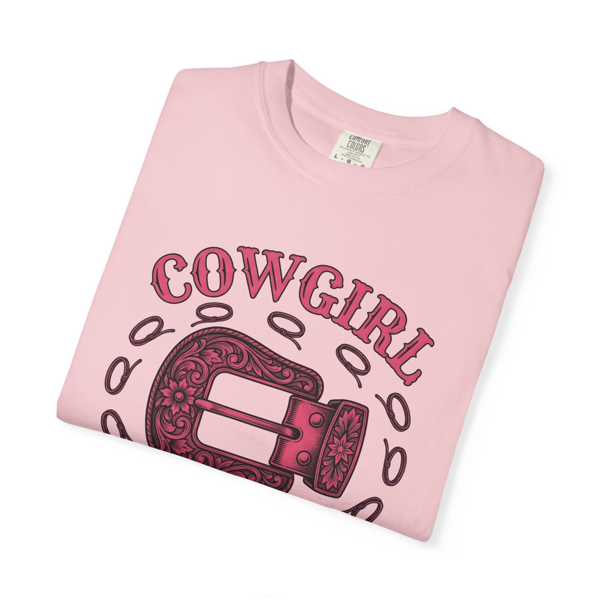 Leather Belt Buckle Shirt Cowgirl Cowboy Gift Women Classic Tee Belt Buckle T-Shirt Rodeo Fan Western Tshirt Cowboy Graphic Outline Cord