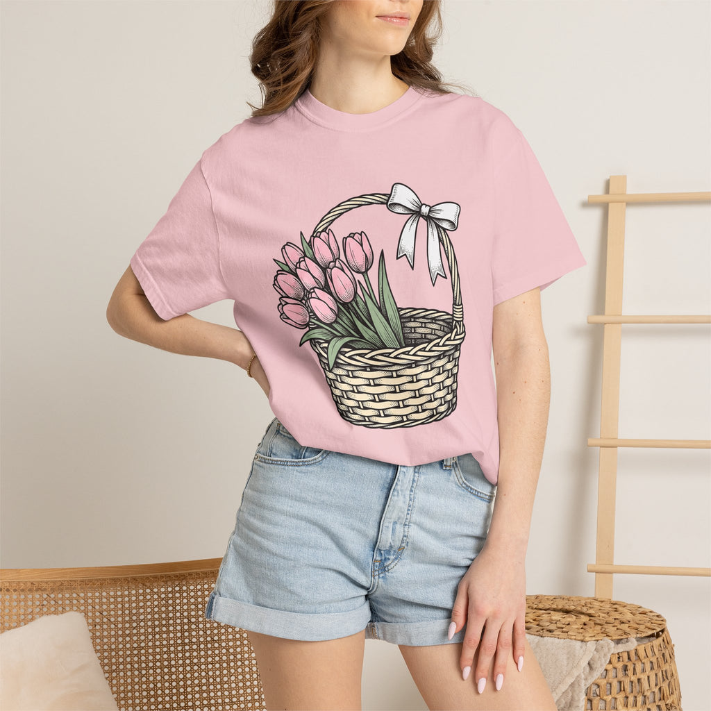 Floral Bouquet Shirt Easter Petals Gift Women Line Art Tee Flower Arrangement T-Shirt Spring Fan Floral Design Graphic Illustration Hand