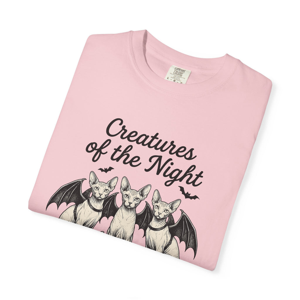 Sphynx Cat Bat Wings Shirt Cat Autumn Gift Women Horror Tee Hairless Cat T-Shirt Cat Fan Creepy Tshirt Fall Graphic Distressed Pumpkin