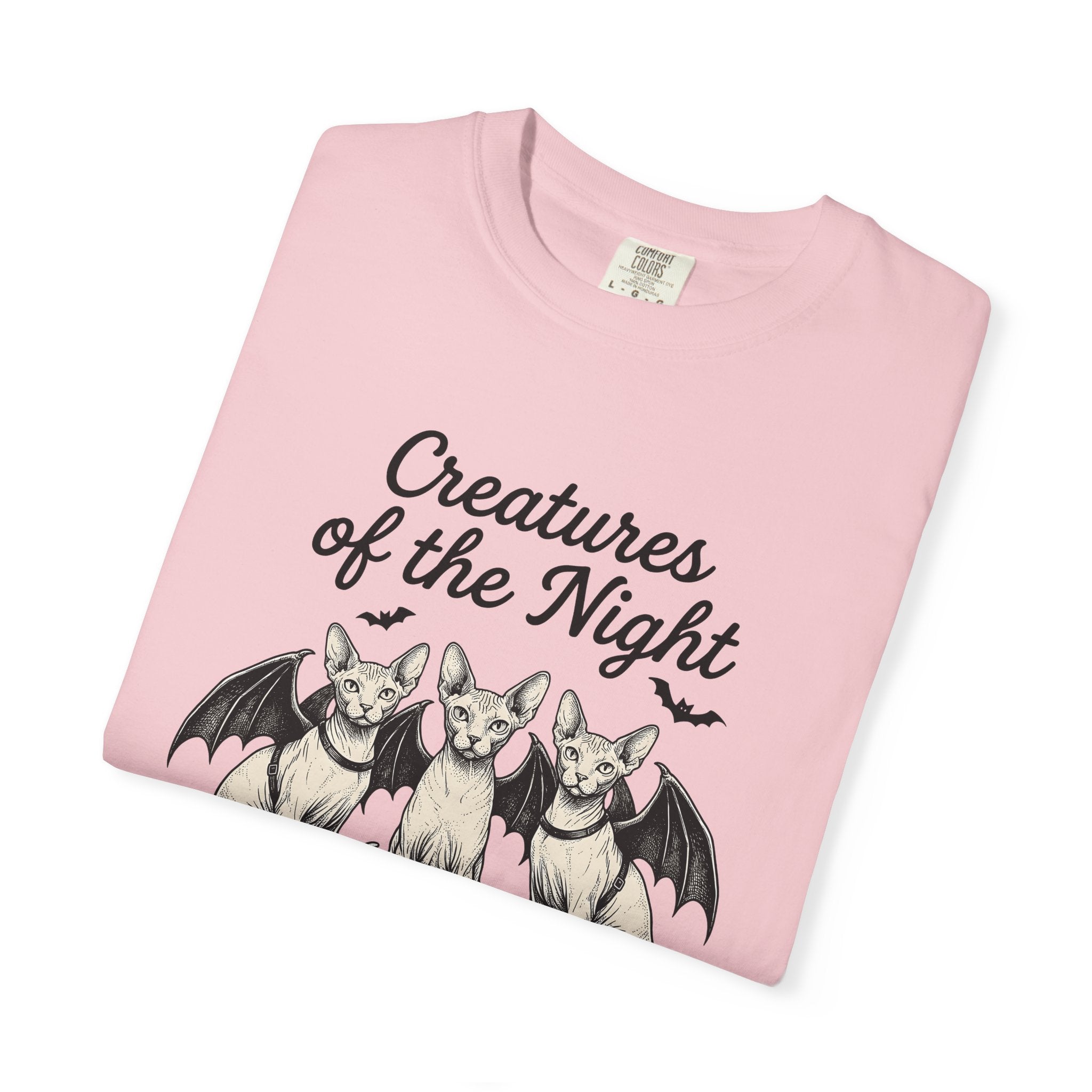 Sphynx Cat Bat Wings Shirt Cat Autumn Gift Women Horror Tee Hairless Cat T-Shirt Cat Fan Creepy Tshirt Fall Graphic Distressed Pumpkin