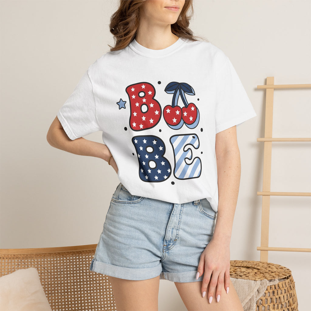 Cherry Star Graphic Shirt 4th Of July Patriotic Gift Women Cartoon Tee Cherry Graphic T-Shirt Independence Day Fan Comic Tshirt American
