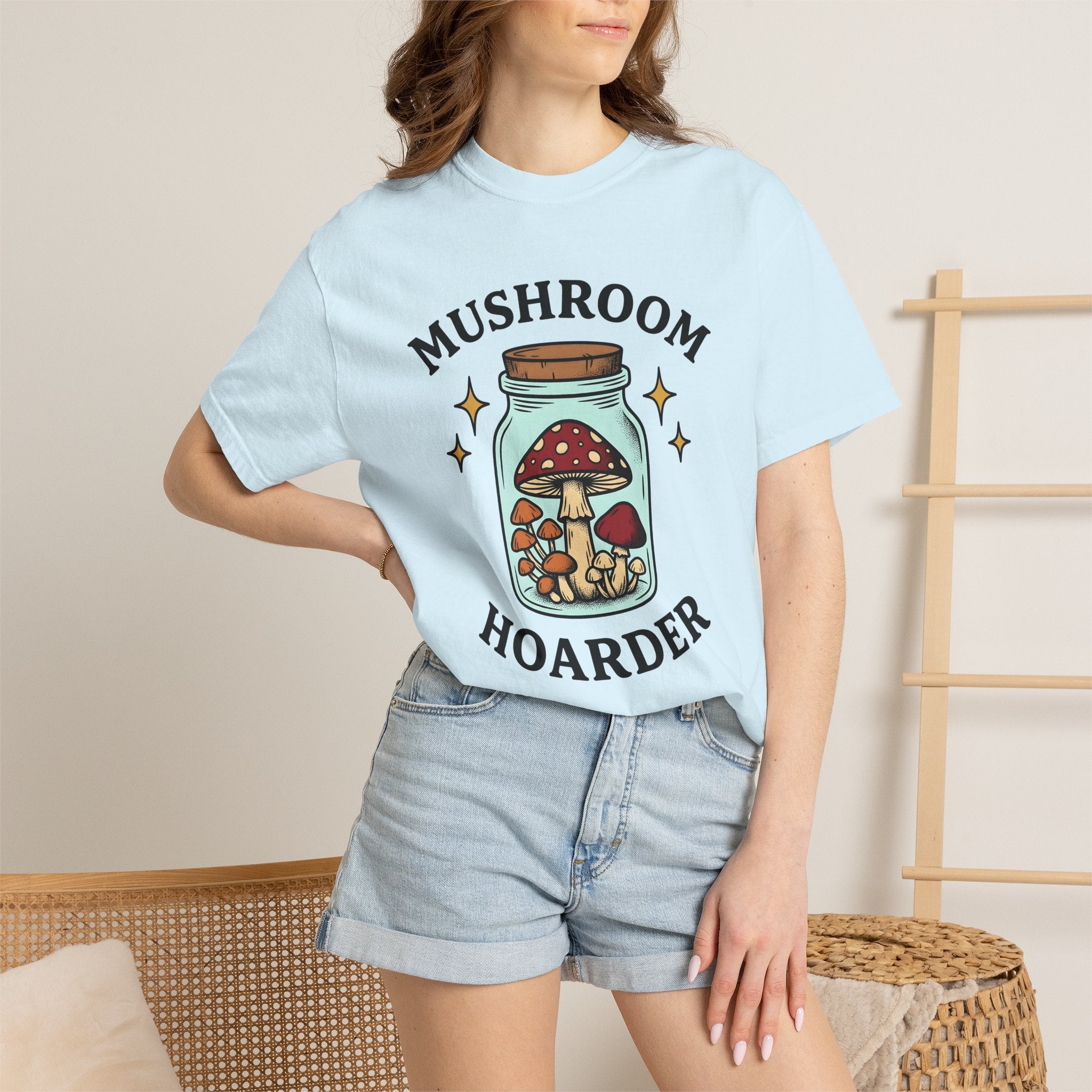 Fungus Jar Shirt Boho Chic Farmhouse Gift Women Sketch Tee Terrarium T-Shirt Bohemian Enthusiast Drawing Graphic Retro Glitter Tshirt