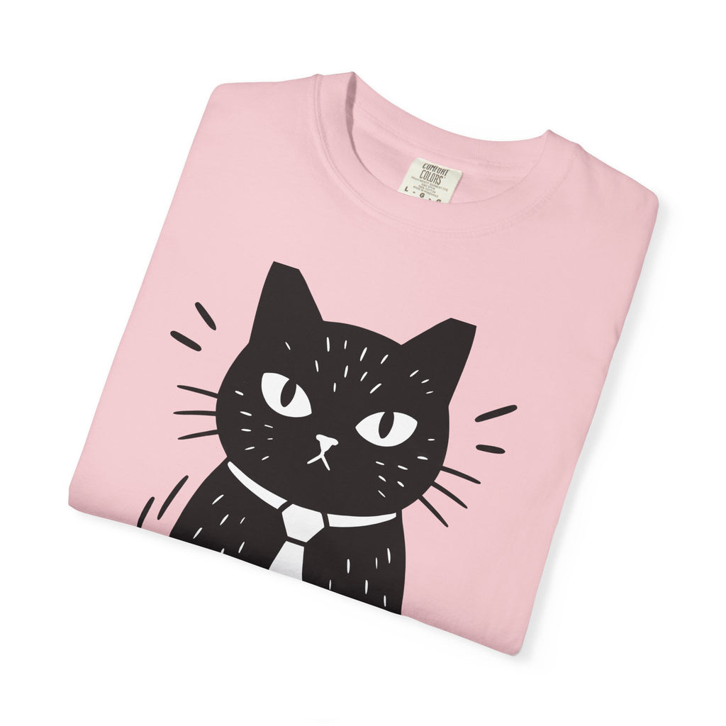 Black Cat Shirt Cat Jokes Gift Women Comic Tee Kitty T-Shirt Cat Fan Cartoon Tshirt Humor Graphic Simple Tie Tshirt