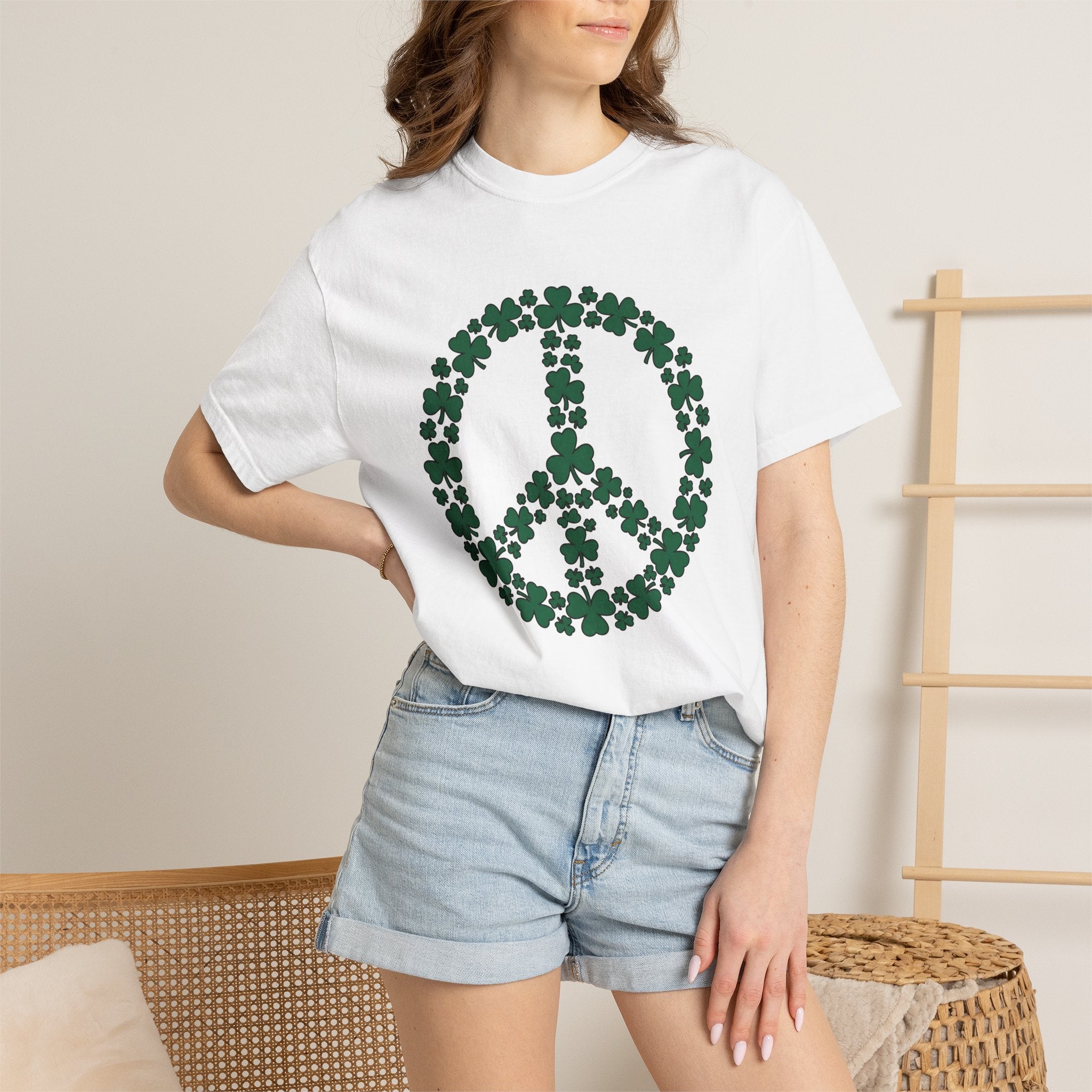 Shamrock Peace Logo Shirt St Patrick's Day Counterculture Gift Women Tribal Tee Peace Sign T-Shirt Lucky Fan Celtic Tshirt Alternative