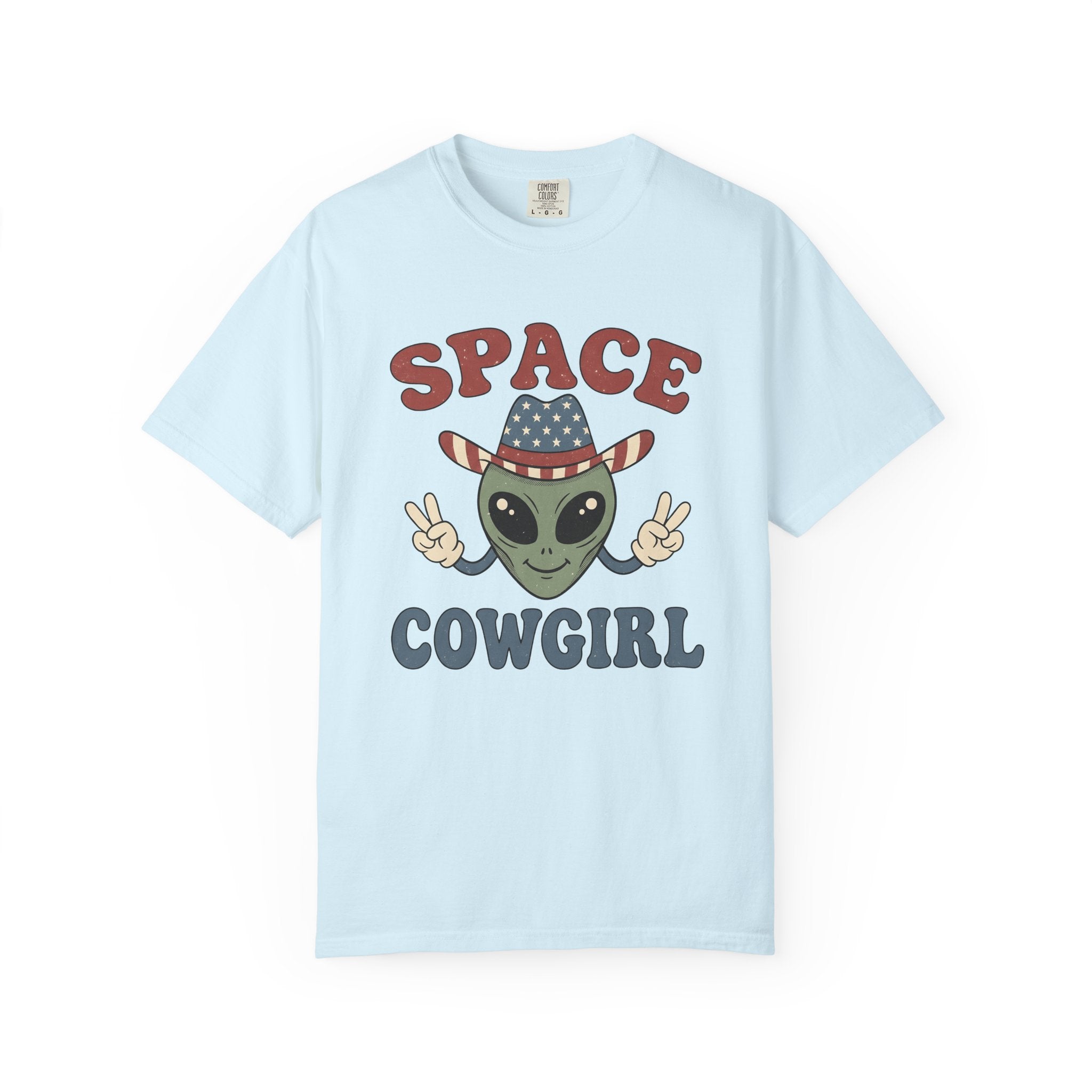 Alien Cowboy Hat Shirt Cowgirl Cosmos Gift Women Animated Tee Space Hat T-Shirt Cowgirl Fan Cartoon Tshirt Galaxy Graphic Old School Peace
