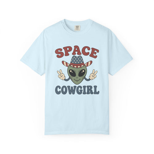 Alien Cowboy Hat Shirt Cowgirl Cosmos Gift Women Animated Tee Space Hat T-Shirt Cowgirl Fan Cartoon Tshirt Galaxy Graphic Old School Peace