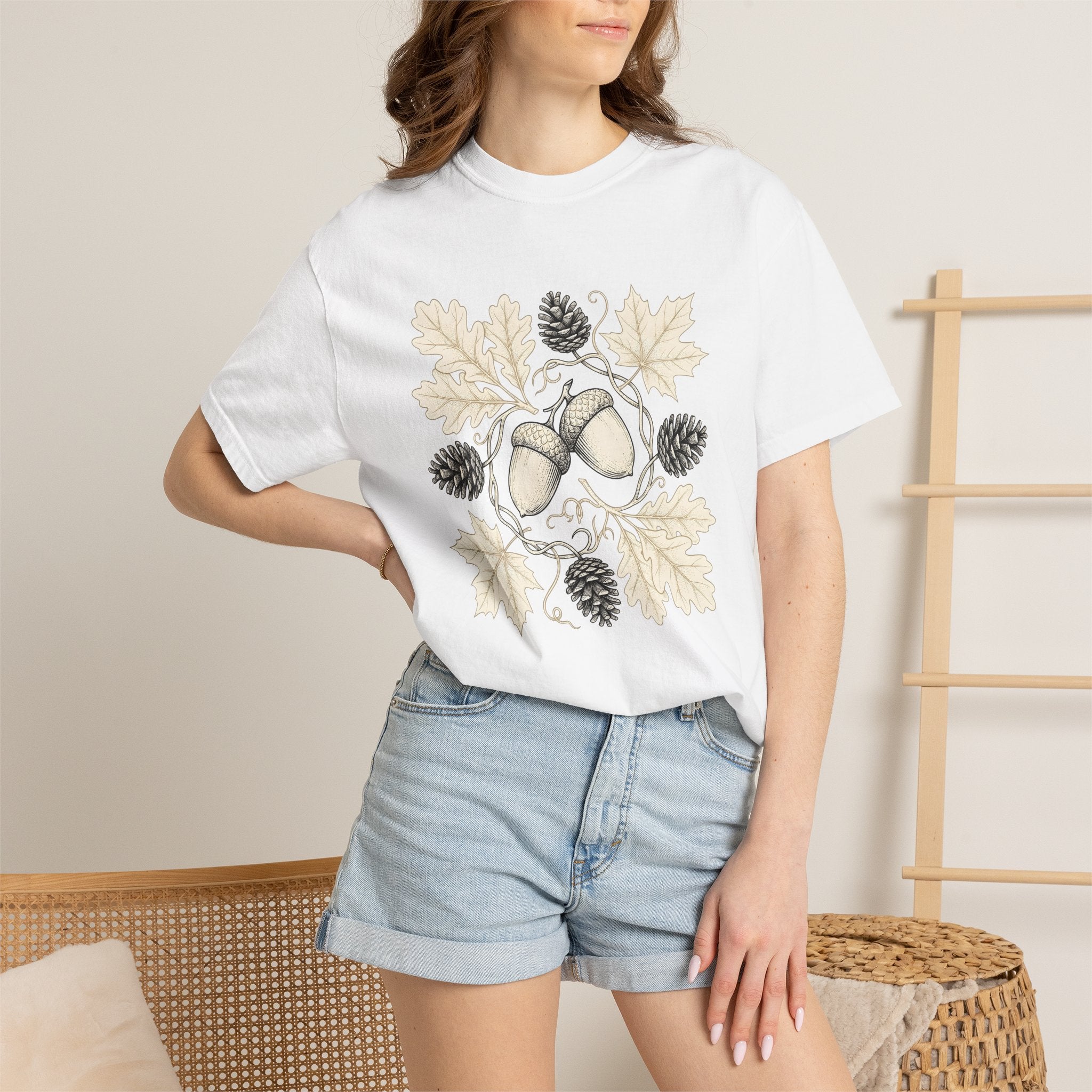 Acorn Pinecone Shirt Cottagecore Nature Gift Women Botanical Tee Pinecone T-Shirt Rustic Fan Floral Tshirt Wilderness Graphic Vintage Oak