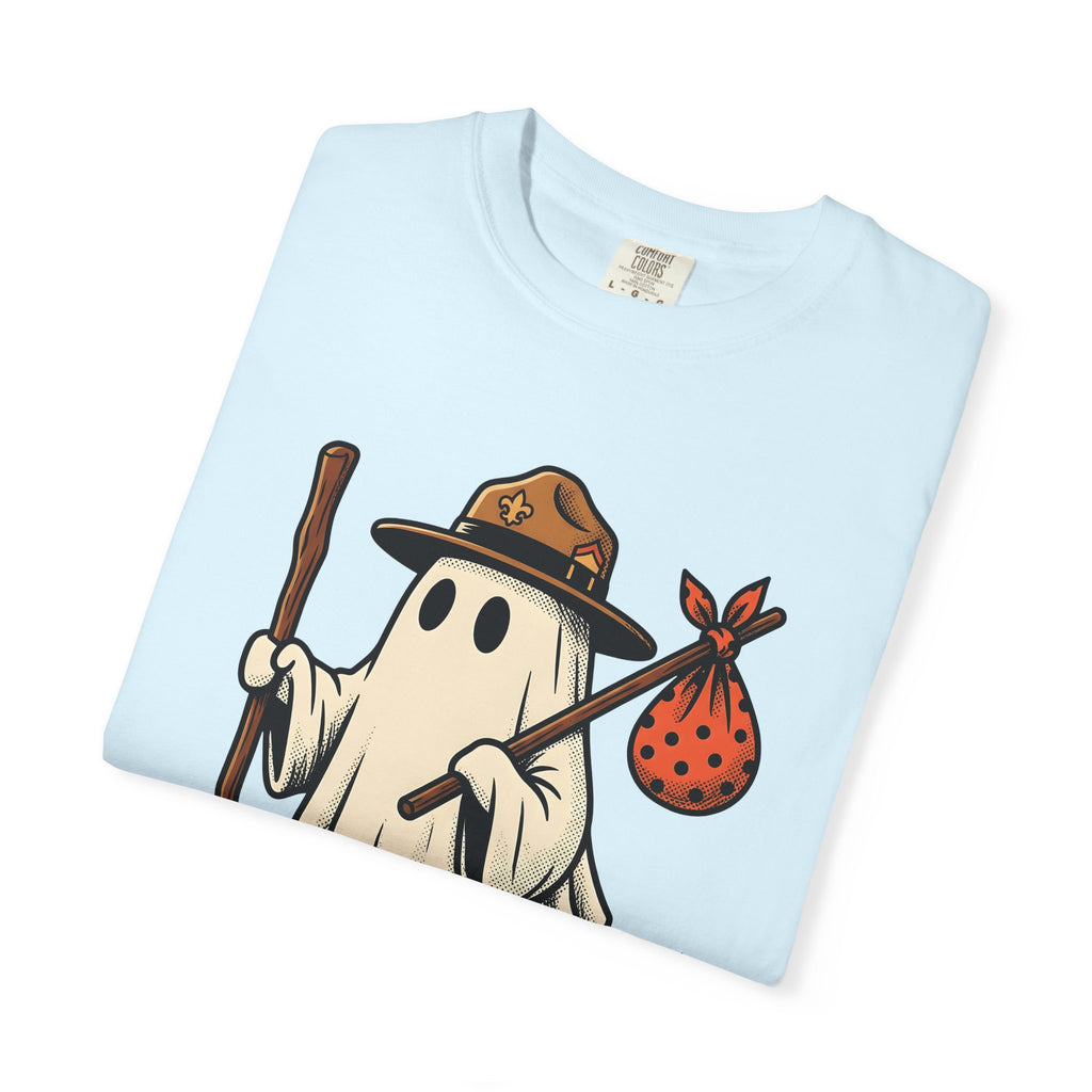 Ghost Camper Shirt Funny Halloween Gift Women Cartoon Tee Campervan T-Shirt Humor Fan Comic Tshirt Spooky Graphic Vintage Scout Hat Tshirt