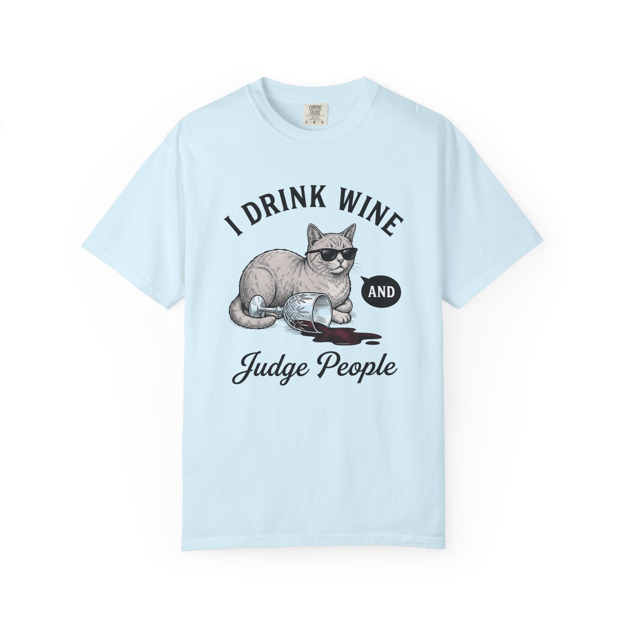 Cat Sunglasses Shirt Cat Humor Gift Women Vintage Tee Cool Cat T-Shirt Cat Fan Retro Tshirt Funny Graphic Hand Drawn Wine Glass Tshirt