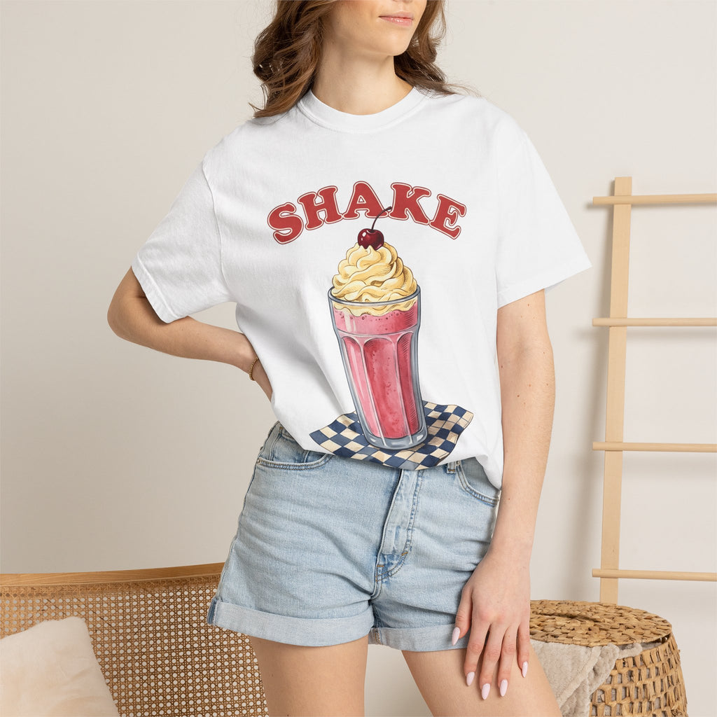 Milkshake Shirt Desserts Cafe Gift Women Cartoon Tee Shake T-Shirt Sweets Fan Comic Tshirt Coffee Graphic Pop Art Cherry Tshirt