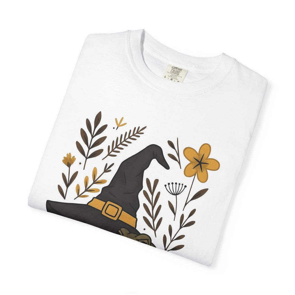 Toad Witch Hat Shirt Halloween Witch Gift Women Bohemian Tee Witch Hat T-Shirt Horror Fan Occult Graphic Tshirt Sketch Flower Tshirt