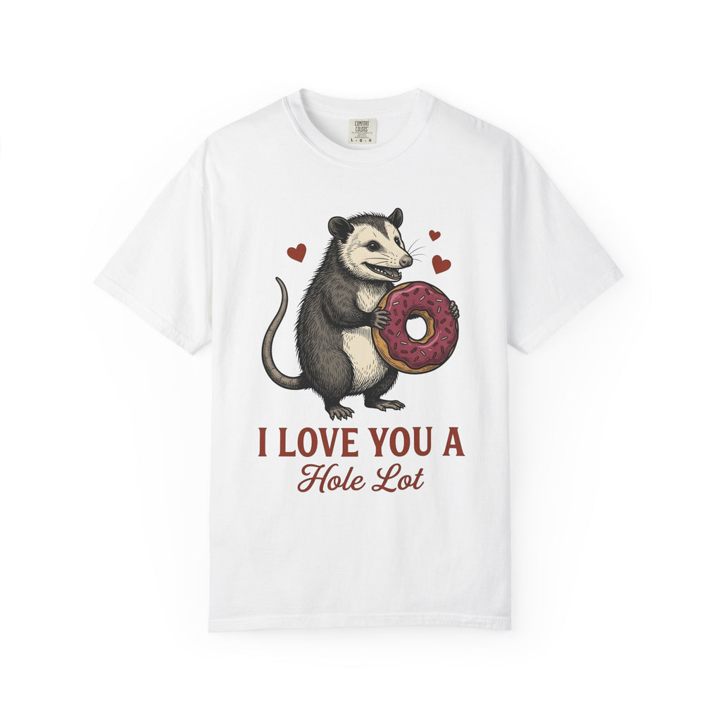 Opossum Doughnut Shirt St. Valentine's Day Fauna Gift Women Animation Tee Donut T-Shirt Valentine Fan Cartoony Tshirt Wildlife Graphic