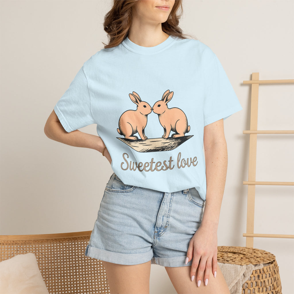 Rabbit Pair Shirt Animals Romance Gift Women Retro Tee Bunny T-Shirt Pet Fan Vintage Tshirt Love Graphic Sketch Love Symbol Tshirt