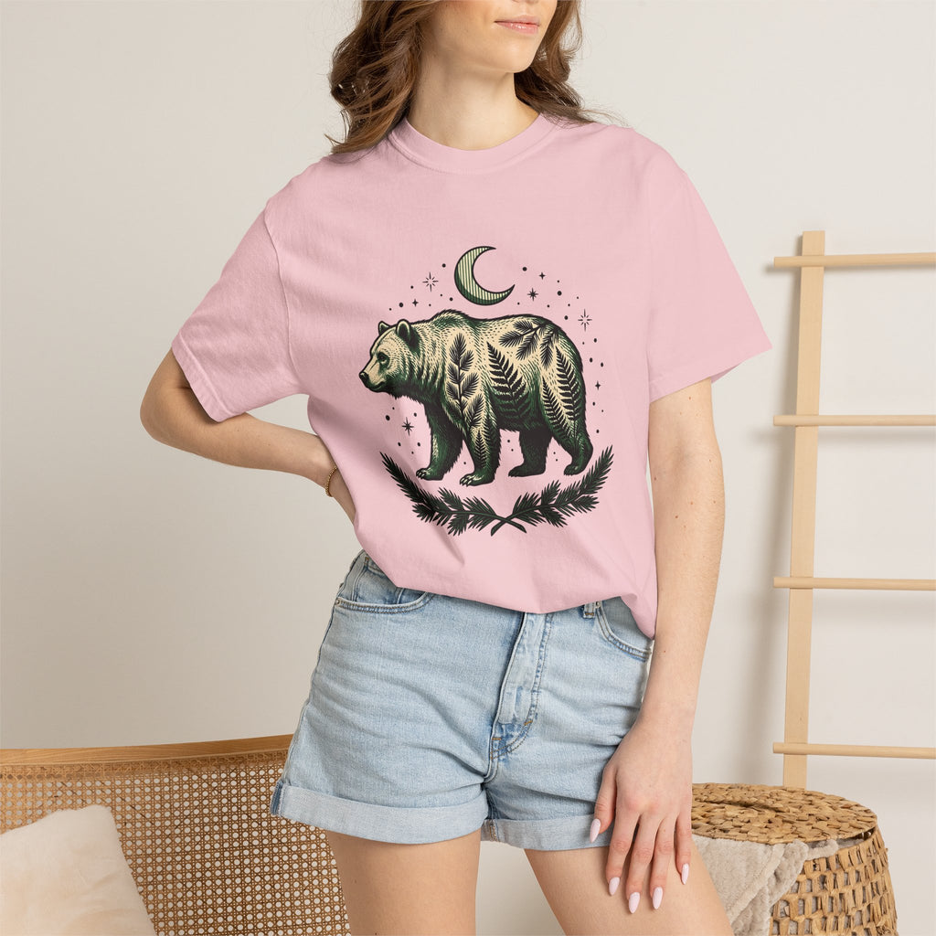 Bear Flower Shirt Animals & Flowers Outdoors Gift Women Etching Tee Floral T-Shirt Wildlife Enthusiast Engraving Tshirt Adventure Graphic