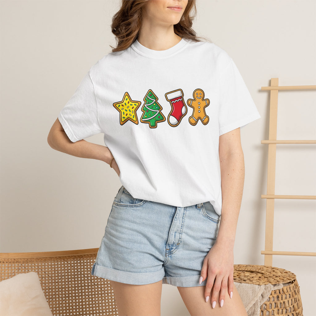 Yuletide Cookies Shirt Christmas Sweets Gift Women Animation Tee Christmas Cookies T-Shirt Xmas Fan Cartoon Tshirt Dessert Graphic Sketch