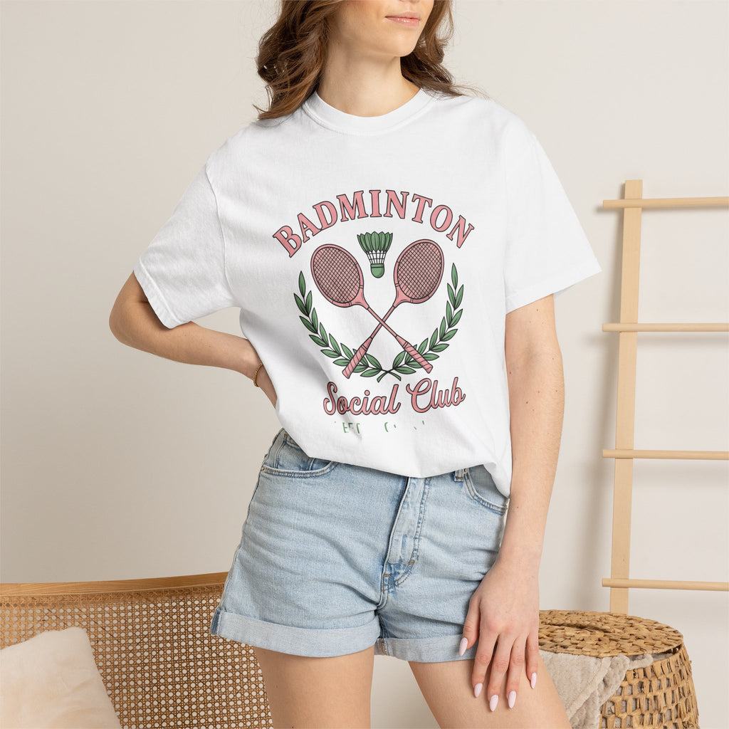 Badminton Racquets Shirt Badminton Association Gift Women Line Art Tee Racquet T-Shirt Badminton Enthusiast Drawing Design Cartoon Birdie