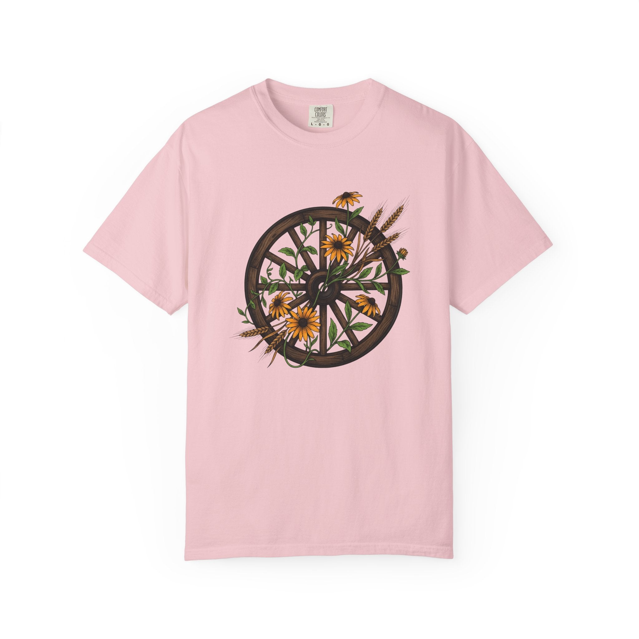 Cart Wheel Flower Shirt Cottagecore Country Gift Women Floral Tee Wagon Wheel T-Shirt Homesteader Fan Botanical Tshirt Rural Graphic Retro