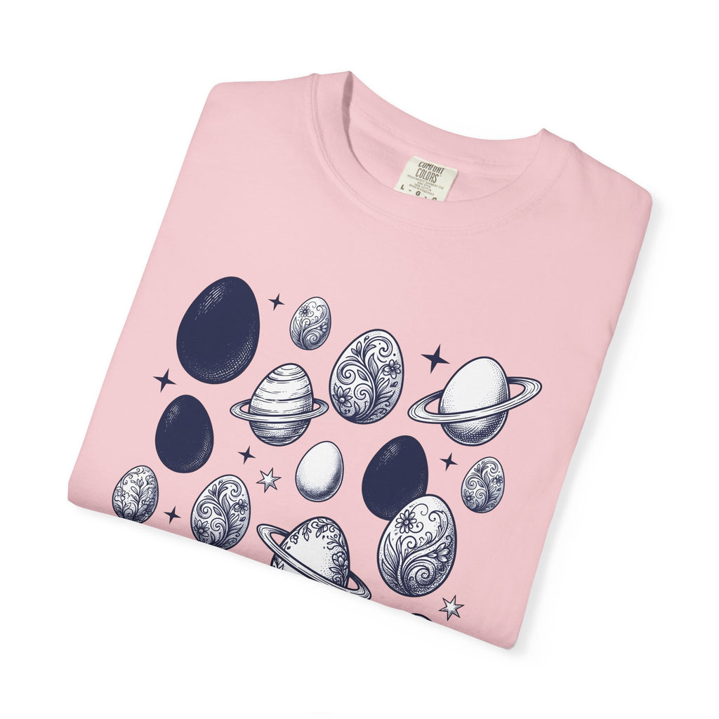 Painted Easter Eggs Shirt Easter Galaxy Gift Women Retro Tee Easter Eggs T-Shirt Easter Fan Vintage Tshirt Space Graphic Sketch Orbital