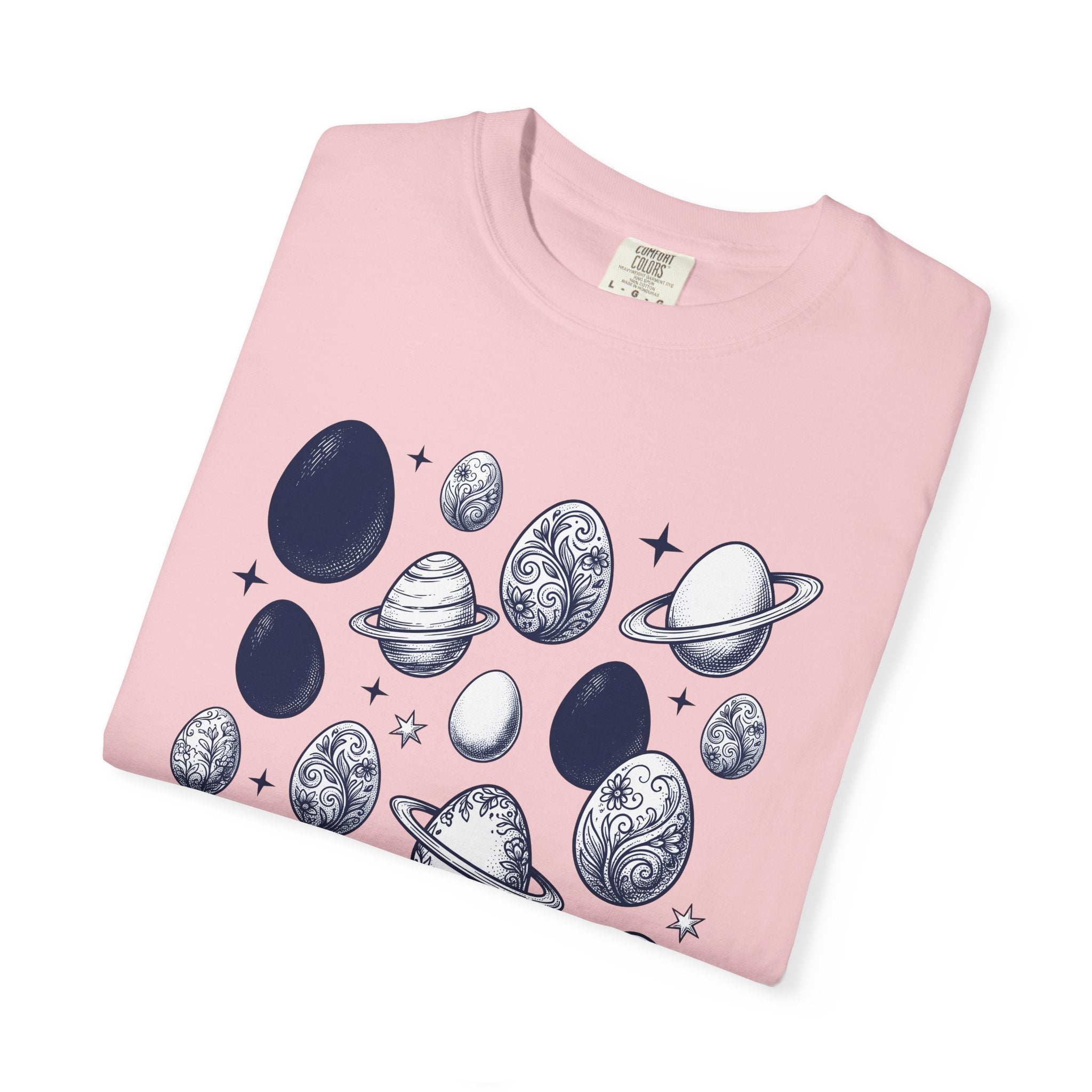 Painted Easter Eggs Shirt Easter Galaxy Gift Women Retro Tee Easter Eggs T-Shirt Easter Fan Vintage Tshirt Space Graphic Sketch Orbital