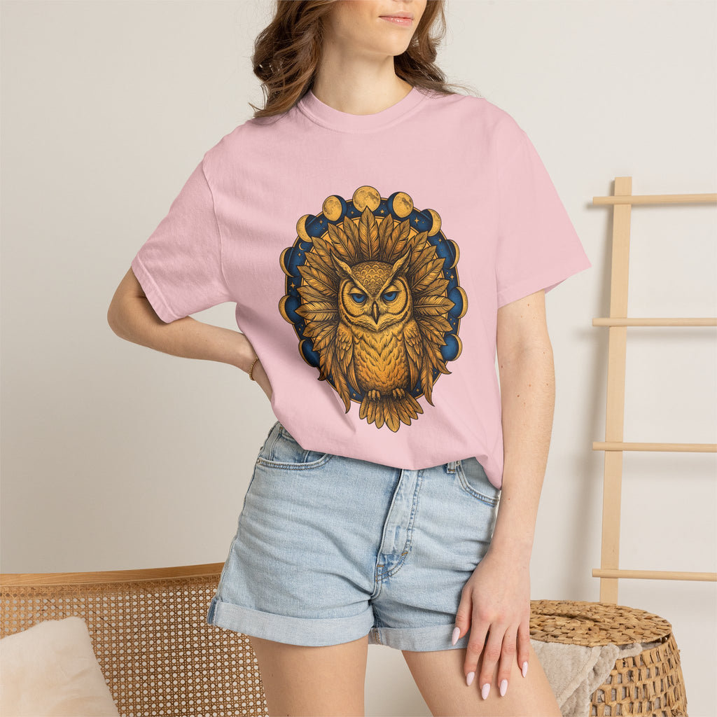 Owl Mandala Shirt Boho Chic Celestial Gift Women Boho Tee Owl T-Shirt Bohemian Fan Hippie Tshirt Astrology Graphic Vintage Moon Phases
