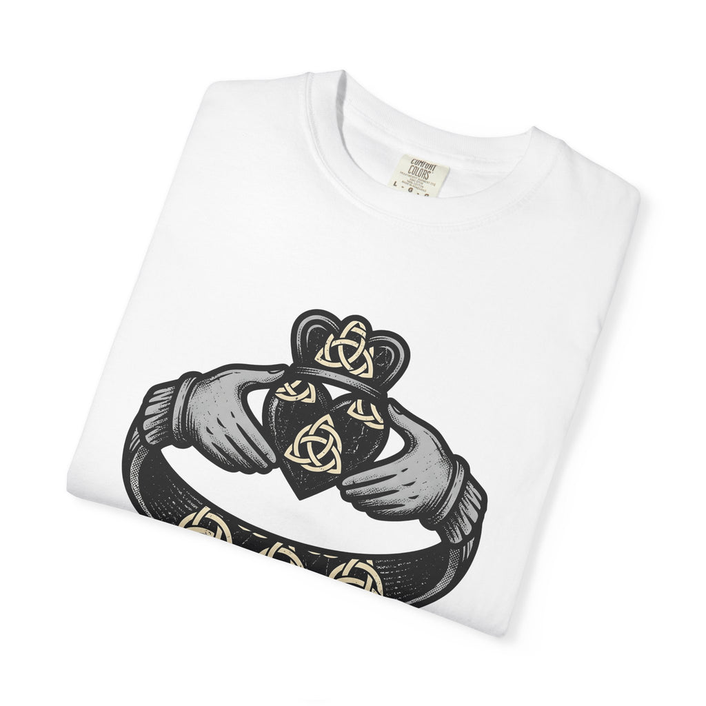 Claddagh Accessory Shirt St Patrick's Day Heritage Gift Women Sketch Tee Claddagh T-Shirt St Patrick's Day Enthusiast Drawing Illustration