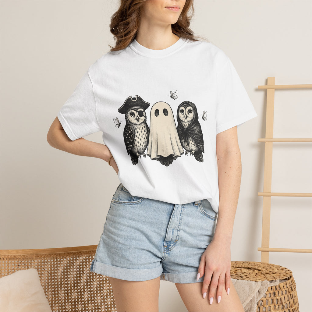 Spirit Owl Shirt Halloween Beast Gift Women Cartoon Tee Owl T-Shirt Horror Fan Owl Tshirt Monster Graphic Antique Flutterby Tshirt