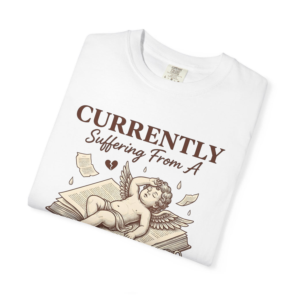 Cupid Book Shirt Valentine Reading Gift Women Vintage Tee Love Book T-Shirt Valentine Fan Romance Tshirt Book Illustration Hand Drawn Heart