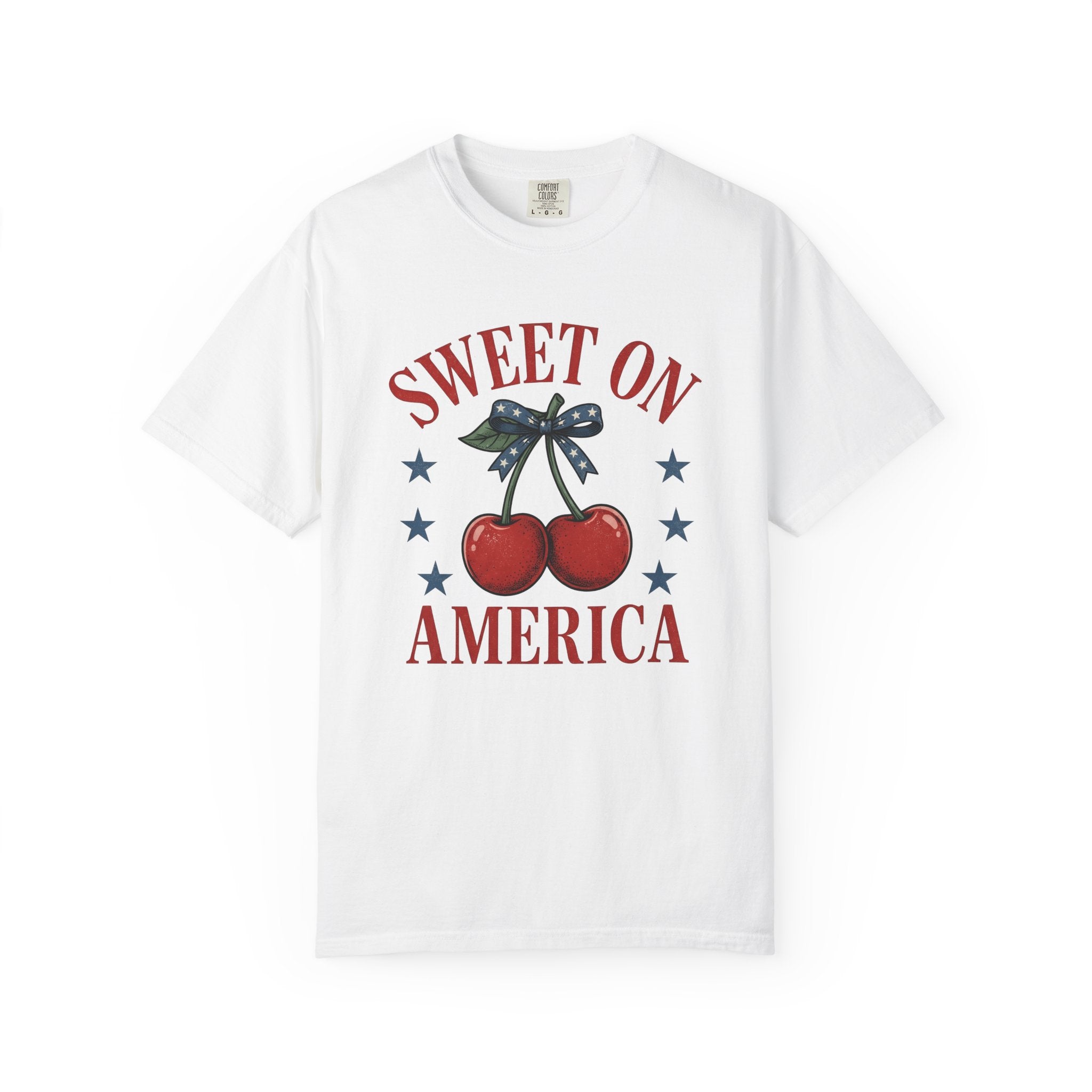 Cherry Pair Shirt America Fruit Gift Women Vintage Tee Cherries T-Shirt American Fan Vintage Tshirt Fruit Graphic Retro Patriotic Bow Tshirt