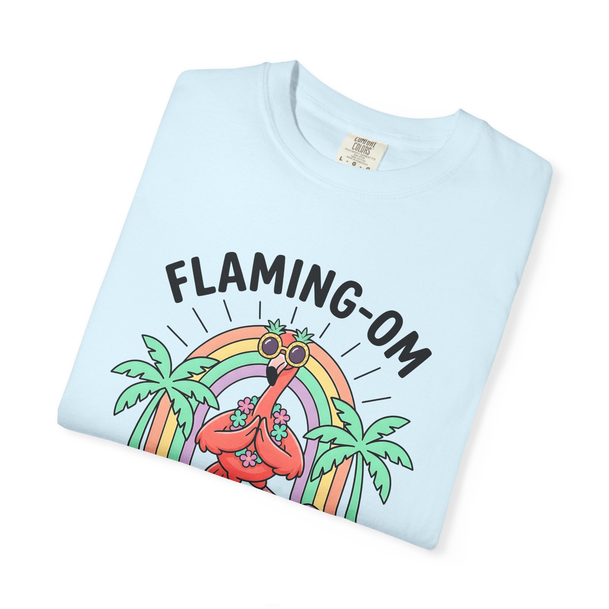Flamingo Yoga Shirt Yoga Tropical Gift Women Cartoon Tee Pink Flamingo T-Shirt Yoga Enthusiast Comic Tshirt Island Graphic Retro Palm Trees
