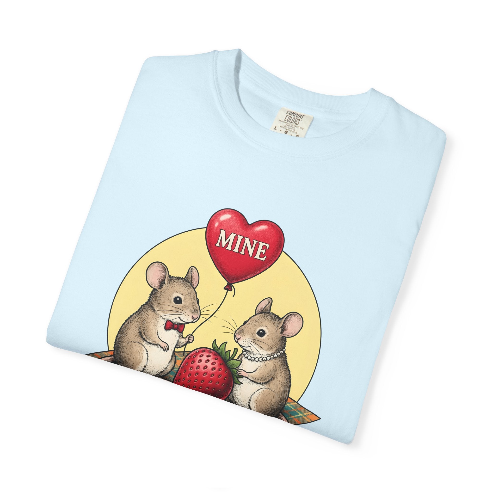 Mouse Pair Shirt St. Valentine's Day Love Gift Women Retro Tee Mice T-Shirt Valentine Fan Vintage Tshirt Romance Graphic Sketch Love Balloon