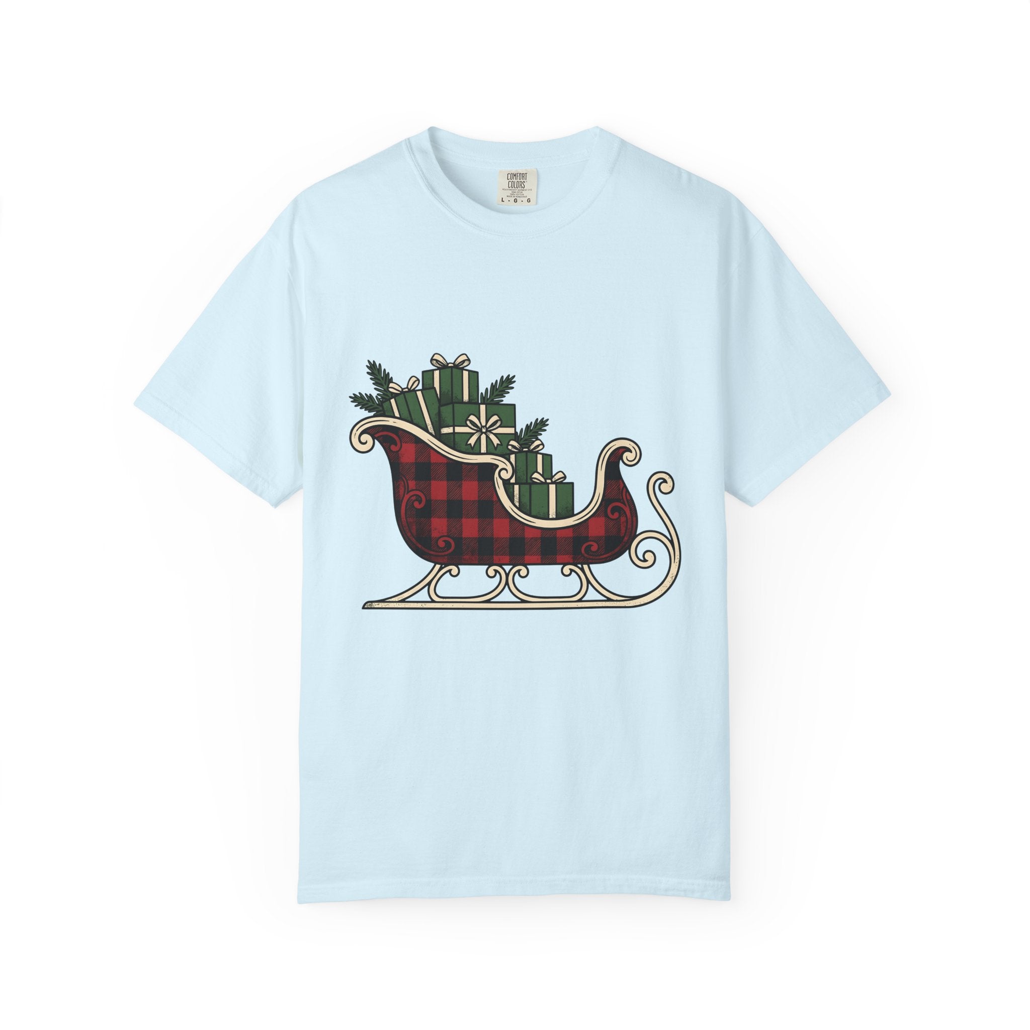 Checkered Sleigh Shirt Christmas Snow Gift Women Cabin Tee Sleigh Bell T-Shirt Xmas Fan Rustic Tshirt Frosty Graphic Country Wrapped Gifts