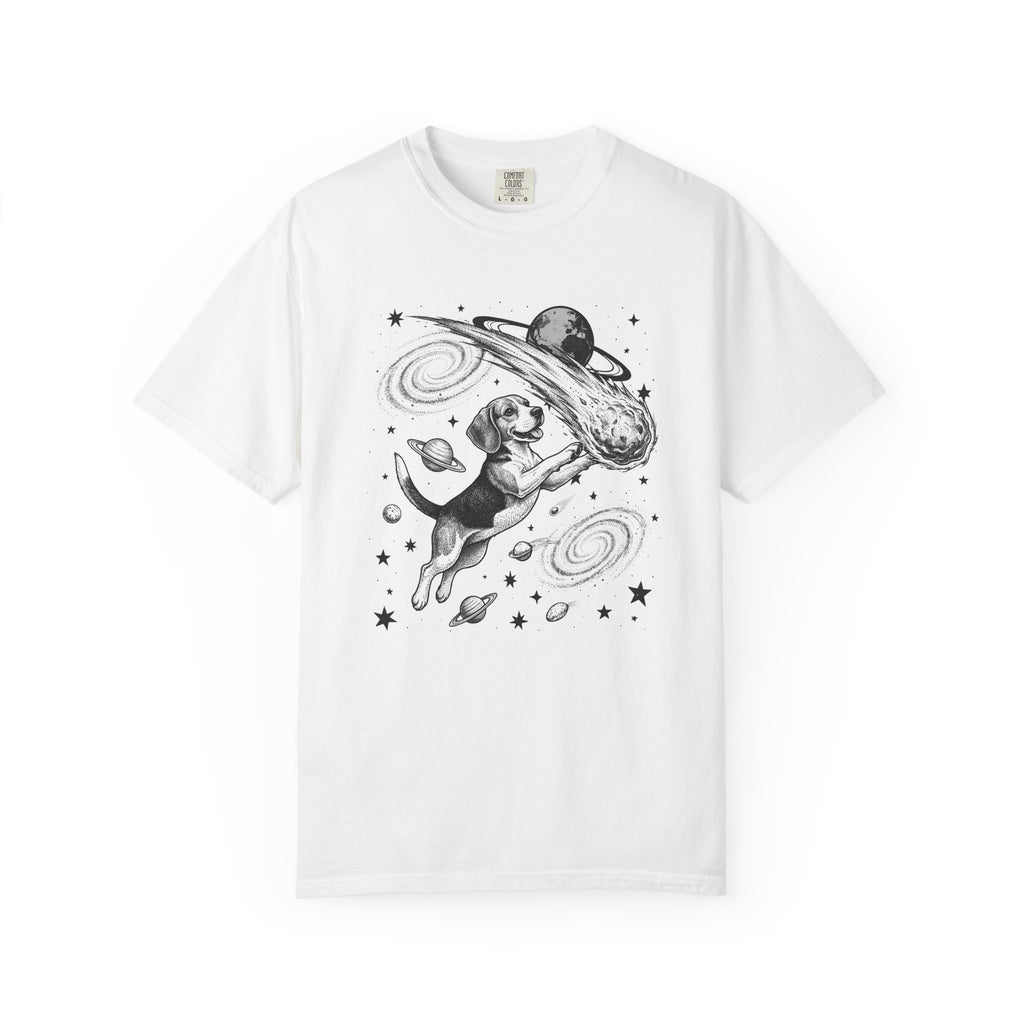 Beagle Rocket Shirt Dog Cosmos Gift Women Retro Tee Hound T-Shirt Dog Fan Vintage Tshirt Galaxy Graphic Line Art Space Rock Tshirt