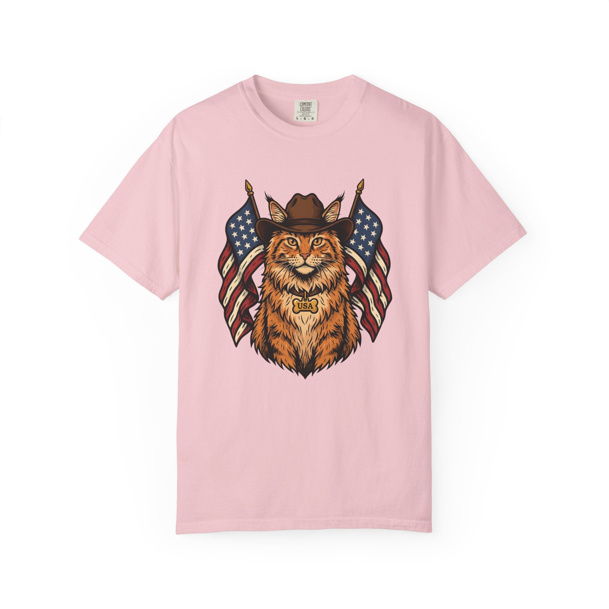 Cowboy Cat Shirt America/4th Of July Patriotic Gift Women Vintage Tee Kitty Cat T-Shirt Independence Day Fan Retro Tshirt Nationalistic