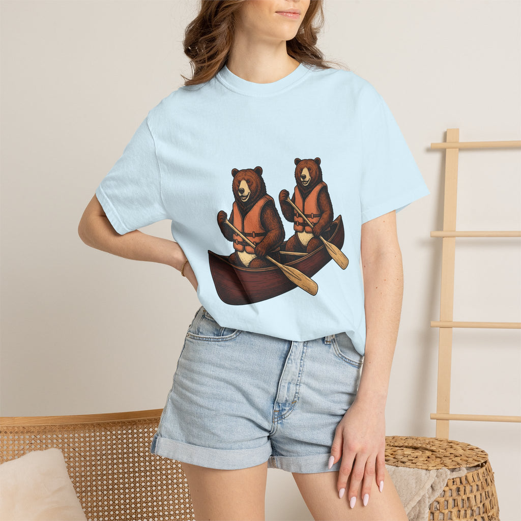 Bear Kayak Shirt Sports & Activities Outdoors Gift Women Retro Tee Kayak T-Shirt Athlete Enthusiast Vintage Tshirt Nature Graphic Sketch