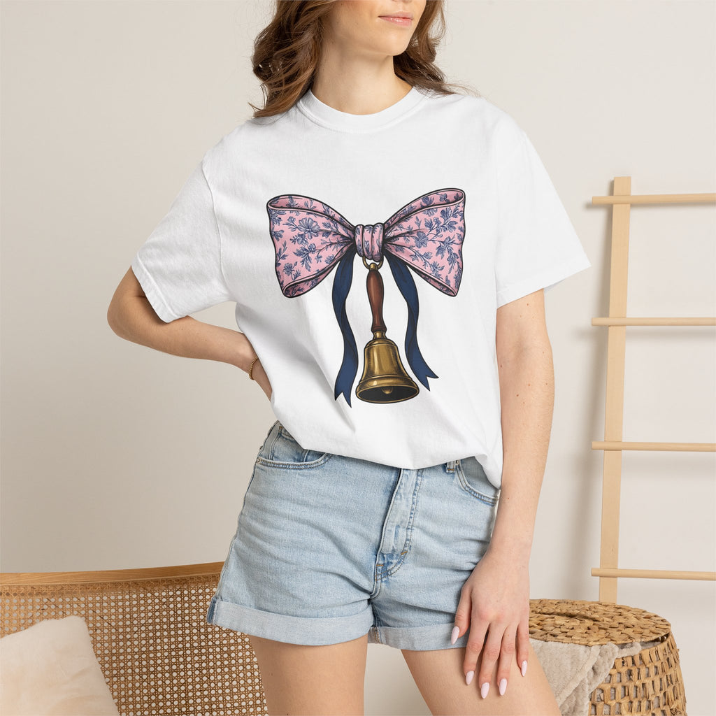 School Chime Shirt Teachers Garden Gift Women Antique Tee Bell T-Shirt Educator Enthusiast Vintage Tshirt Yard Graphic Pencil Drawing