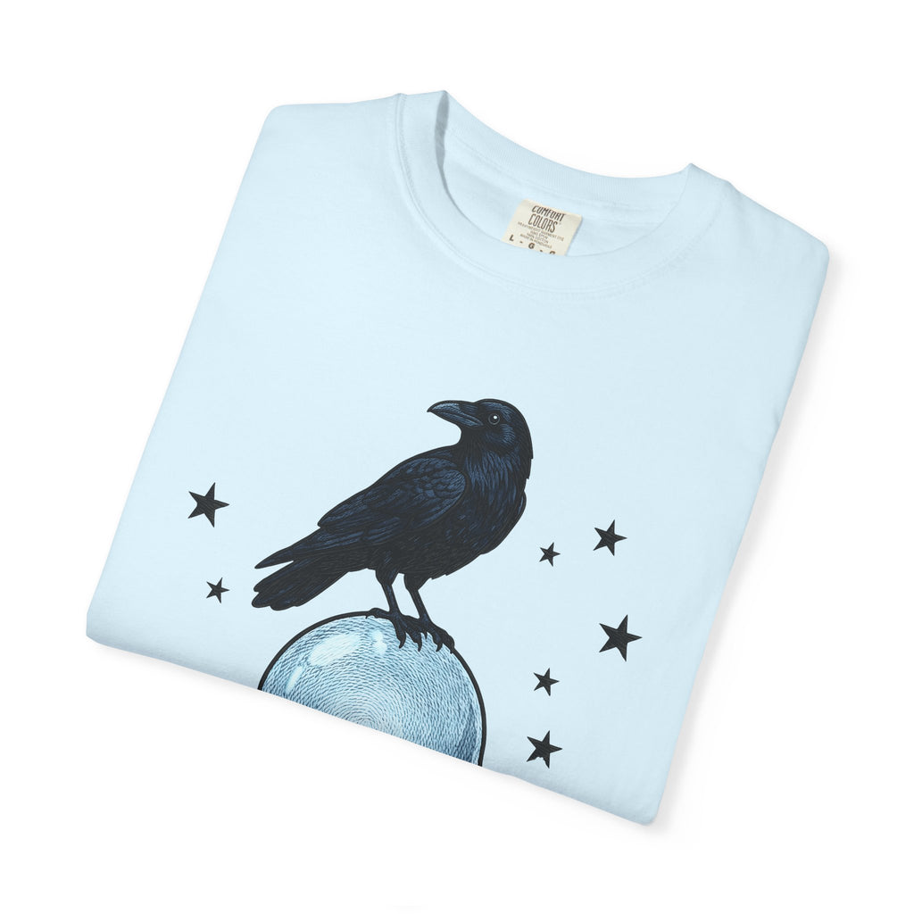 Crow Magic Sphere Shirt Occult Dark Art Gift Women Retro Tee Crystal Ball T-Shirt Witch Fan Vintage Tshirt Gothic Graphic Sketch Sparkles