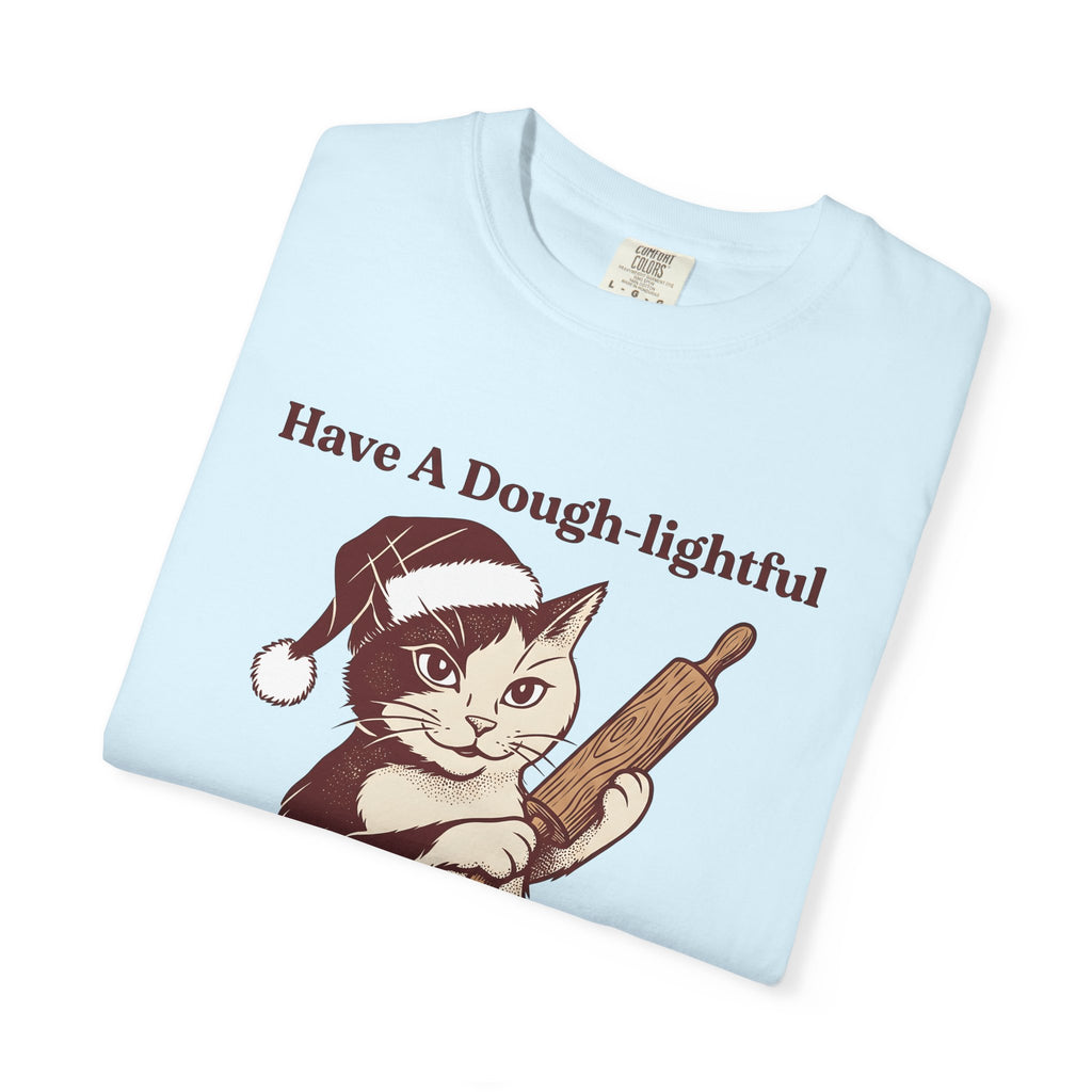 Kitty Santa Hat Shirt Cat Holiday Gift Women Retro Tee Cat Lady T-Shirt Cat Fan Vintage Tshirt Christmas Graphic Sketch Pastry Roller Tshirt