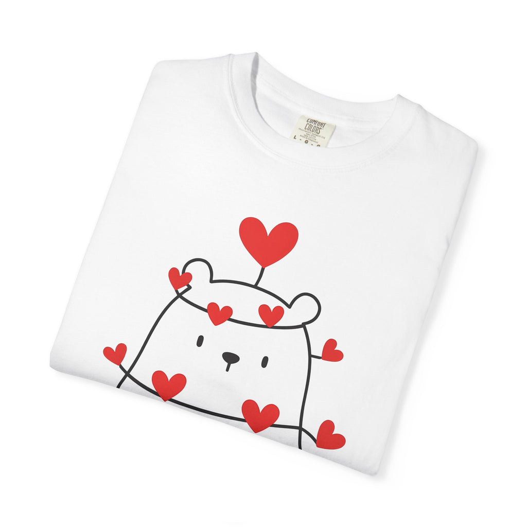 Teddy Hearts Shirt St. Valentine's Day Affection Gift Women Charming Tee Teddy Bear T-Shirt Valentine Fan Cute Graphic Love Design Clean