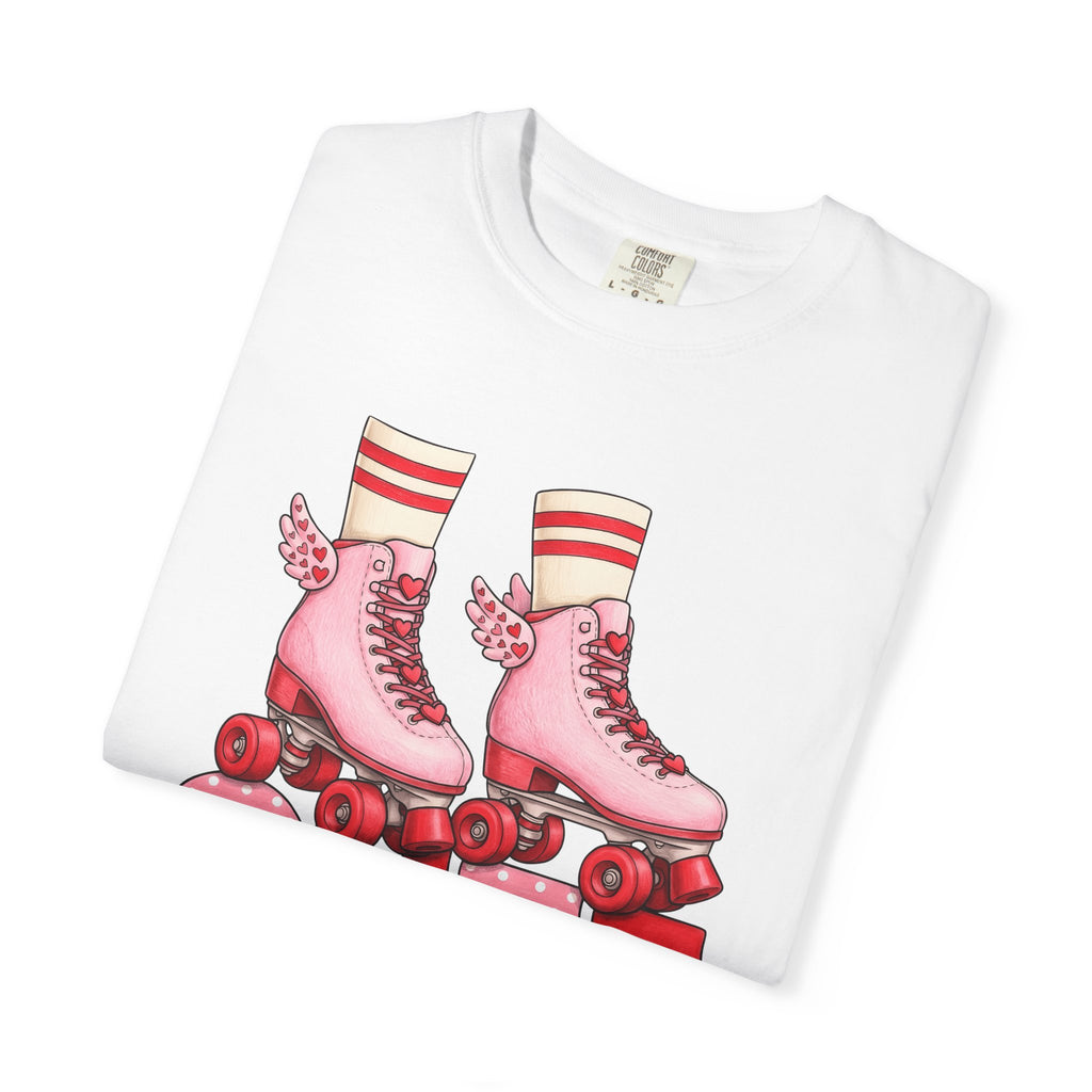 Roller Skates Shirt St. Valentine's Day Roller Gift Women Cartoon Tee Skateboard T-Shirt Valentine Fan Comic Tshirt Rollerblade Graphic