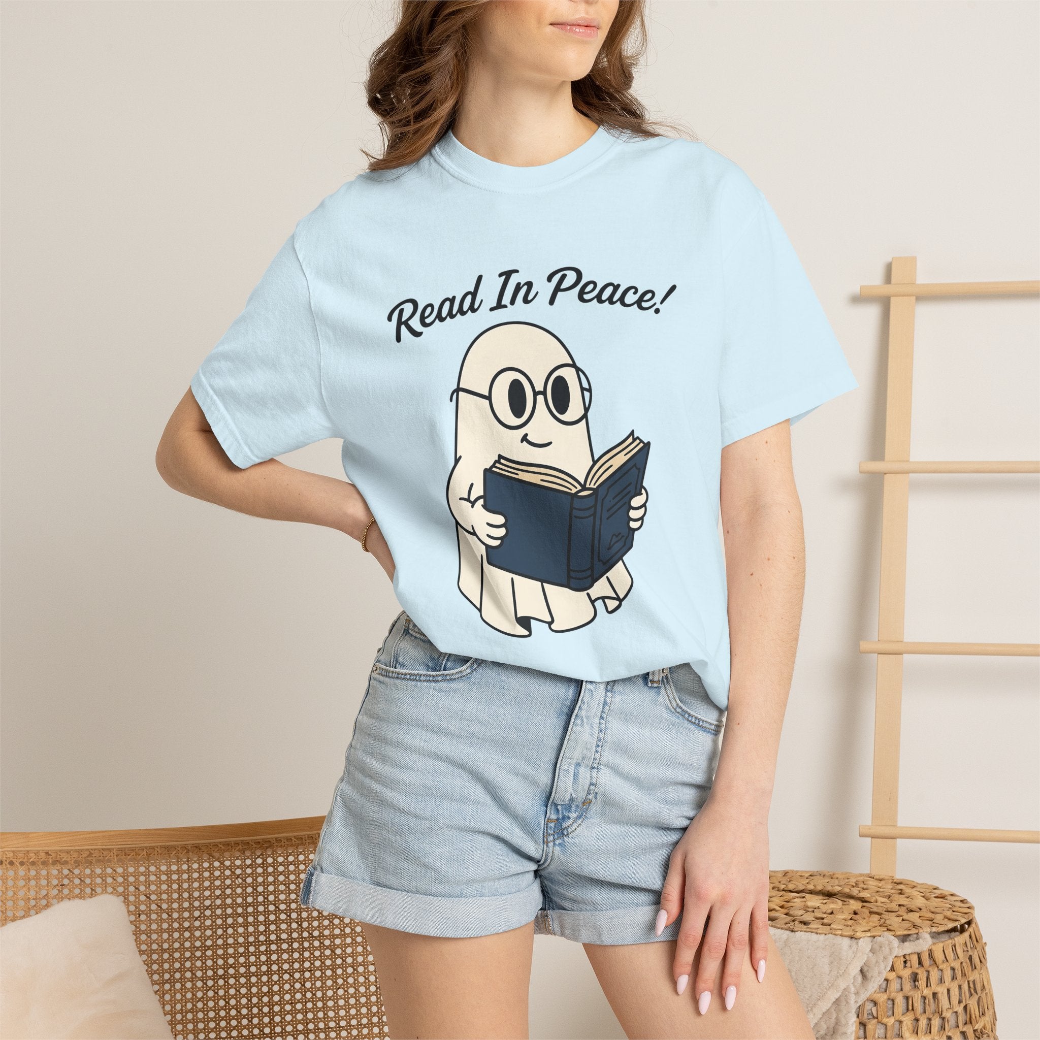 Haunted Book Shirt Funny Literature Gift Women Doodle Tee Spooky Book T-Shirt Humor Fan Creepy Story Graphic Tshirt Hand Drawn Eyeglasses