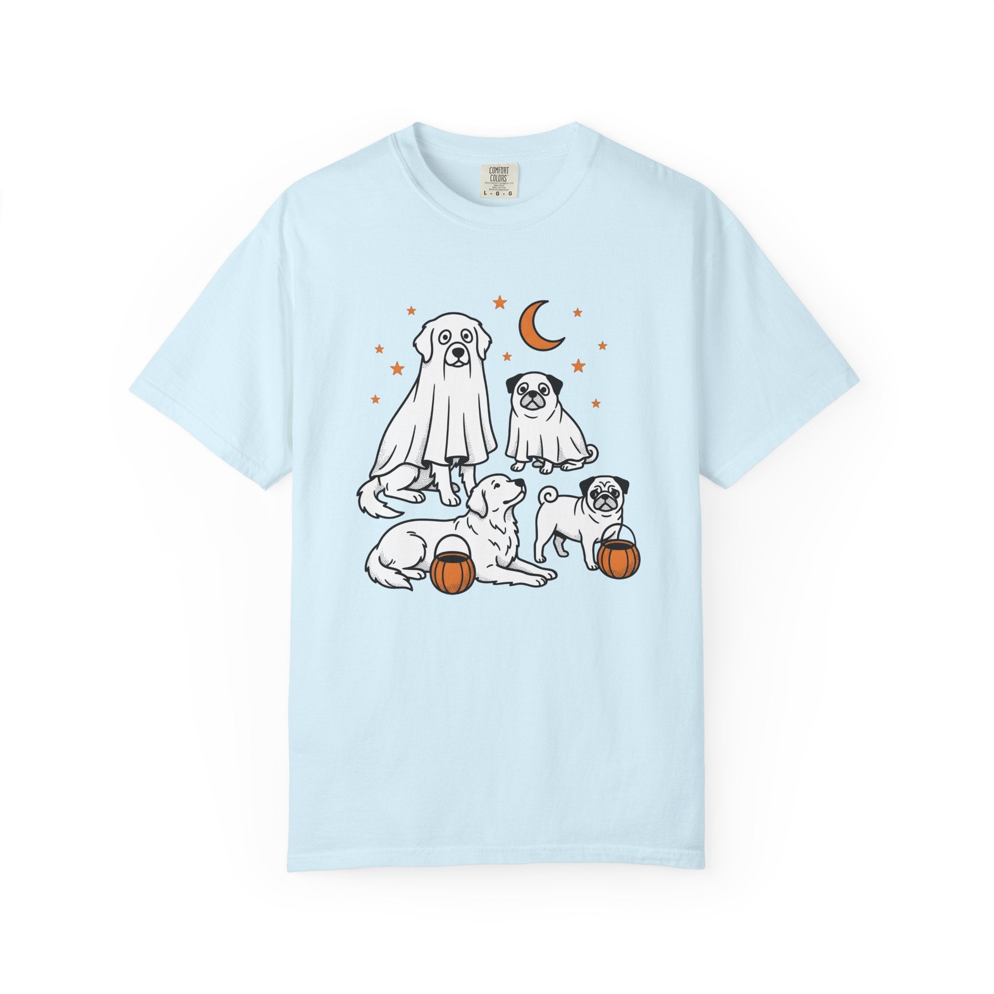 Canine Specter Art Shirt Halloween Puppy Gift Women Caricature Tee Dog Spirit T-Shirt Horror Fan Ghost Tshirt Puppy Graphic Line Art Squash