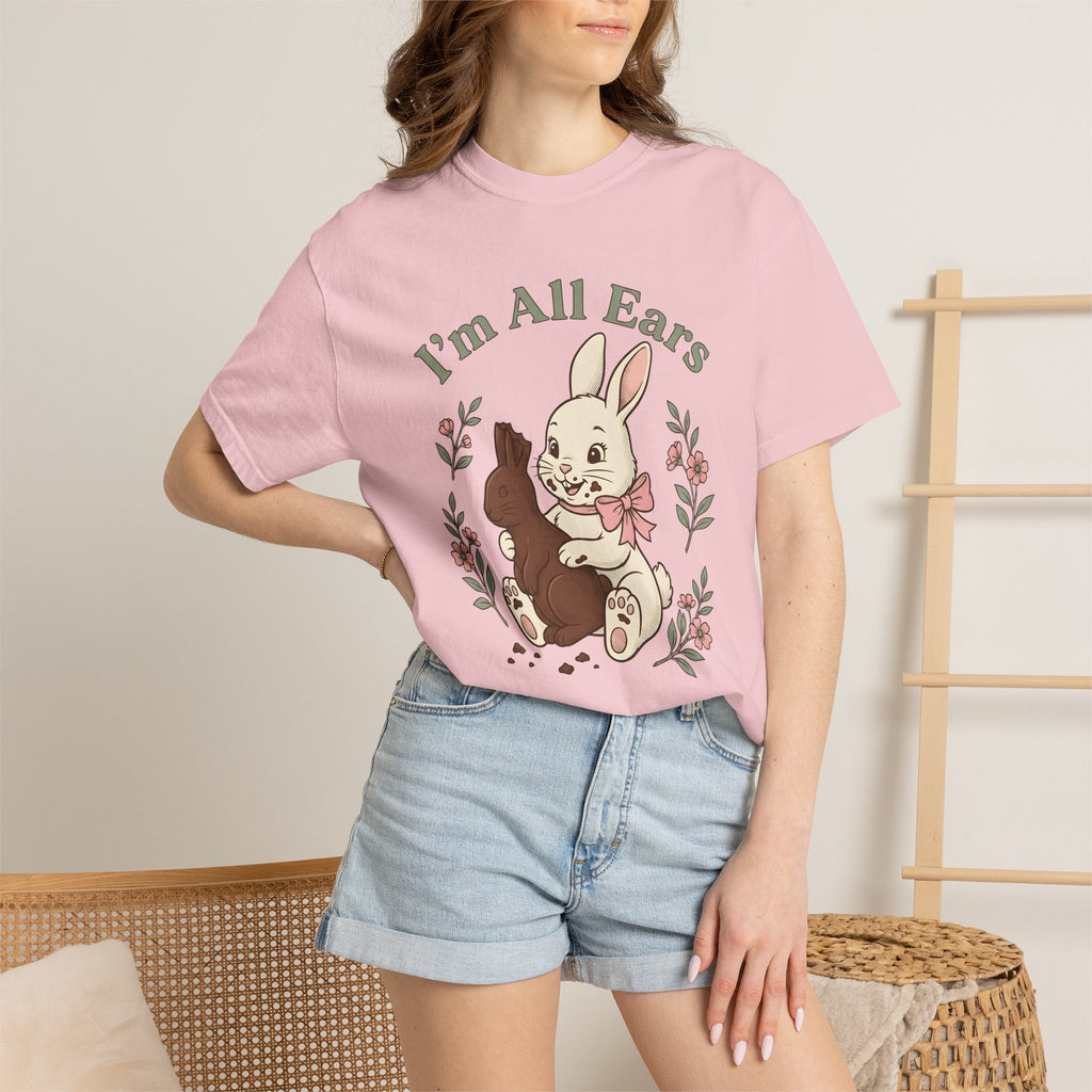 Chocolate Hare Shirt Easter Critter Gift Women Antique Tee Bunny T-Shirt Easter Fan Vintage Tshirt Creature Graphic Cartoon Blossom Tshirt