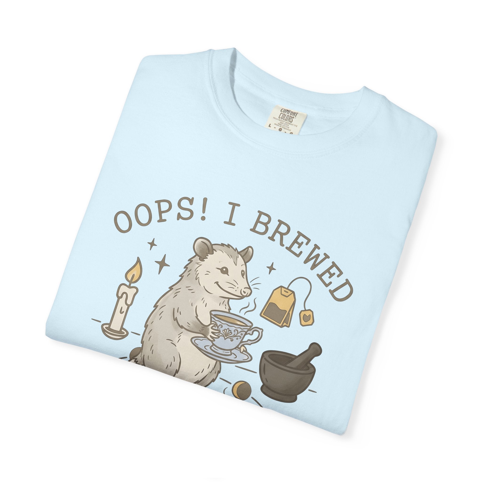 Opossum Teacup Shirt Halloween Sorcery Gift Women Fantasy Tee Possum T-Shirt Horror Fan Occult Tshirt Magic Graphic Retro Wax Candle Tshirt