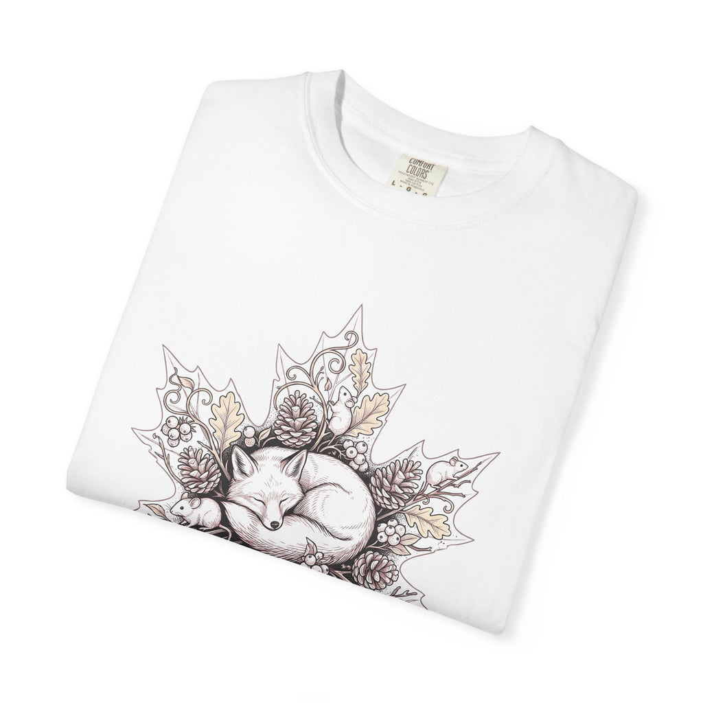 Fox Foliage Shirt Animals & Flowers Forest Gift Women Floral Tee Foxglove T-Shirt Wildlife Fan Botanical Tshirt Woods Graphic Retro Cones